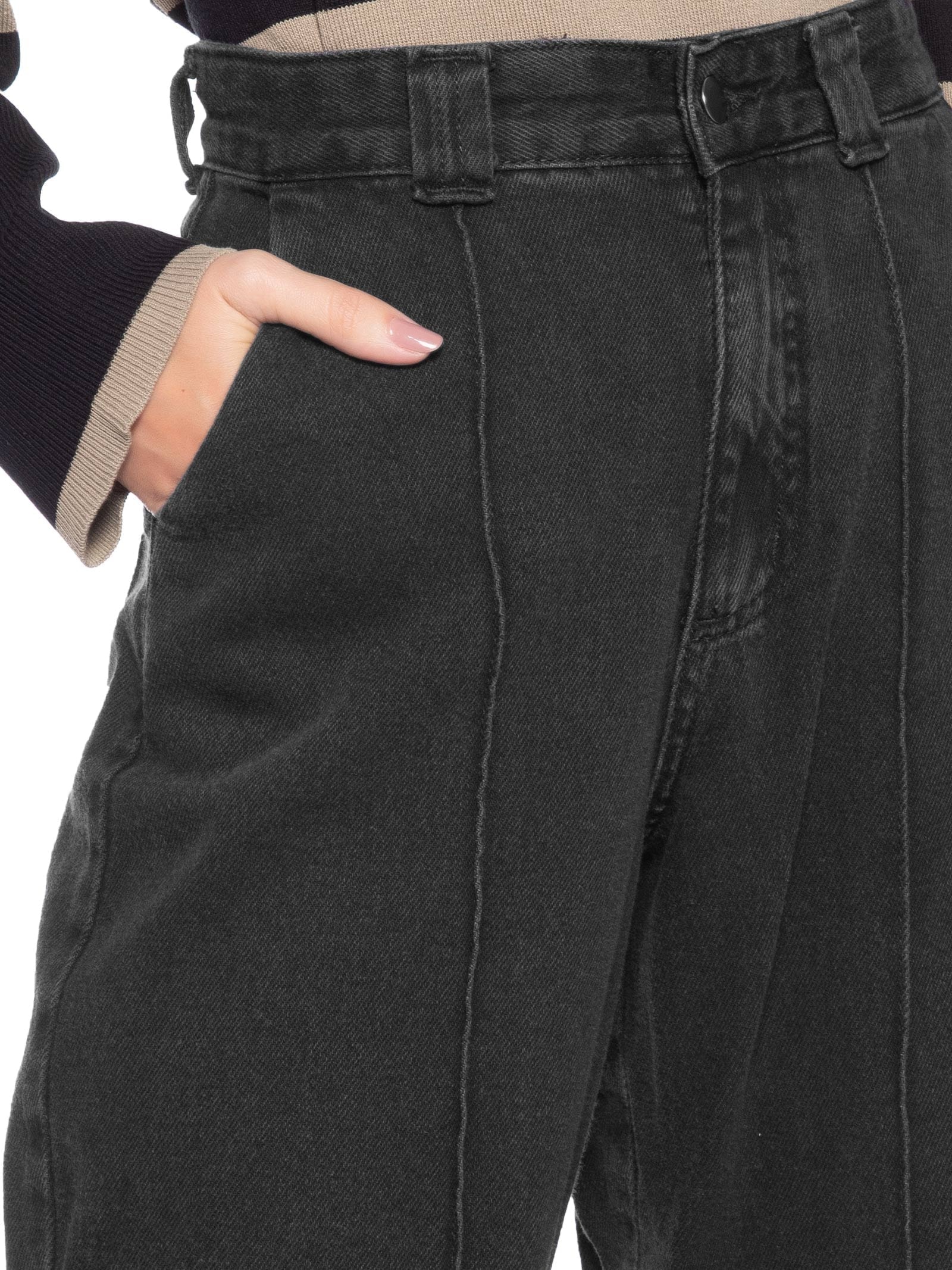 Calça Feminina Balloon Jeans Preto Market 33