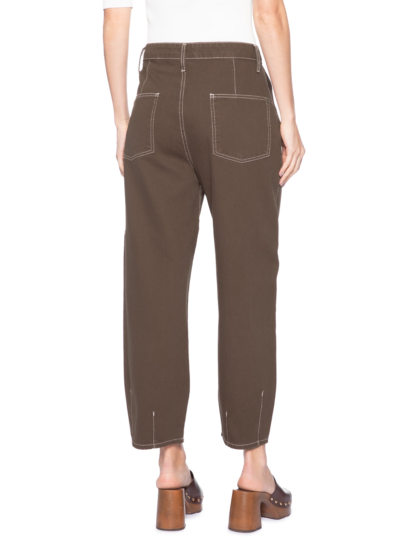 Calça Feminina Balloon Pia Sarja Marrom Le Lis