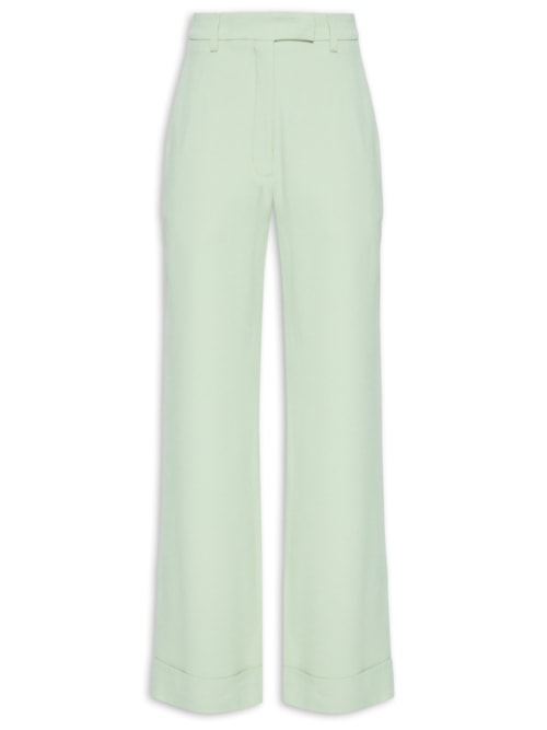 Calça Feminina Barra larga Crepe - Verde