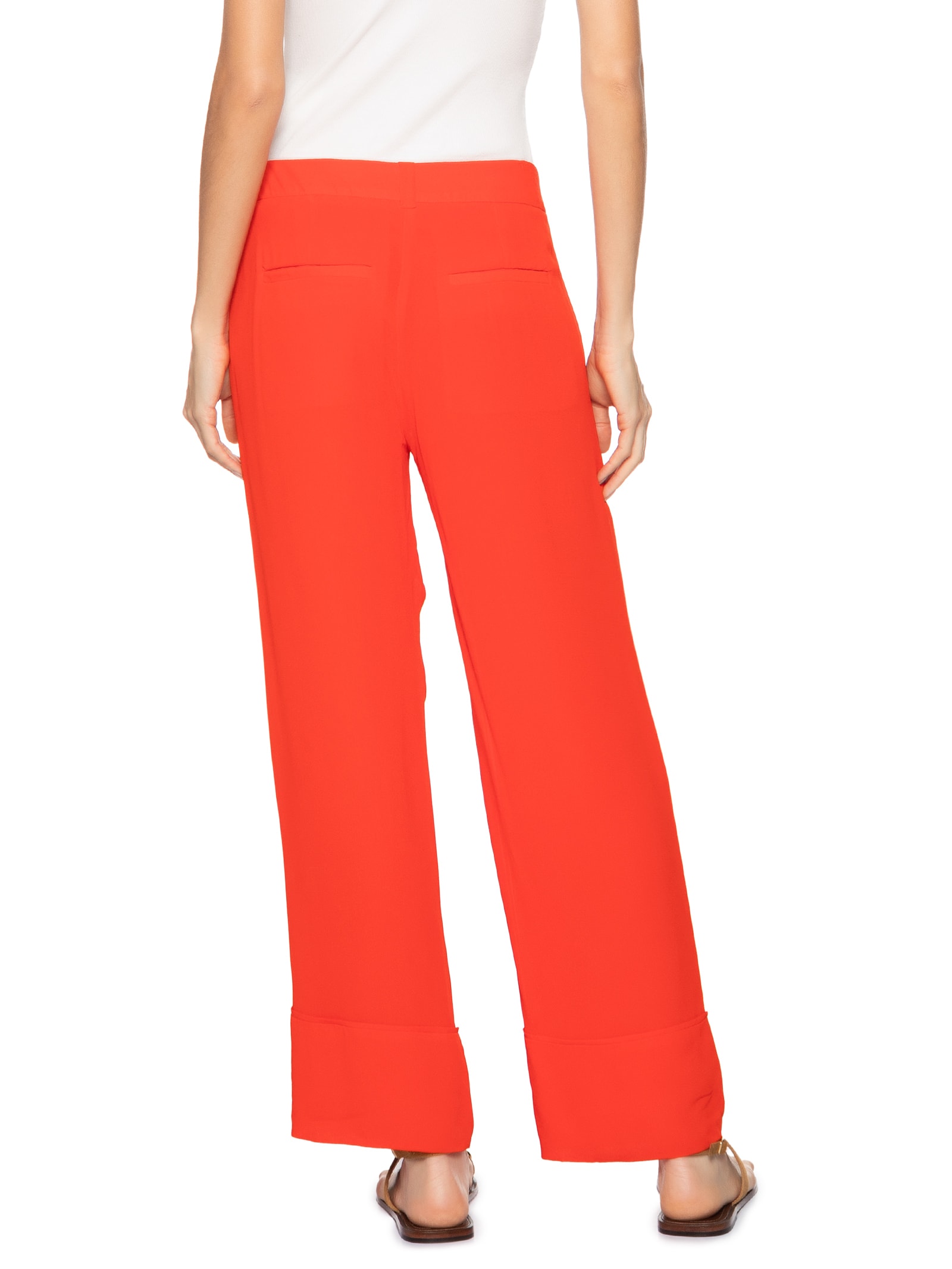 Calça Feminina Barra Larga Vermelho Maria Filó