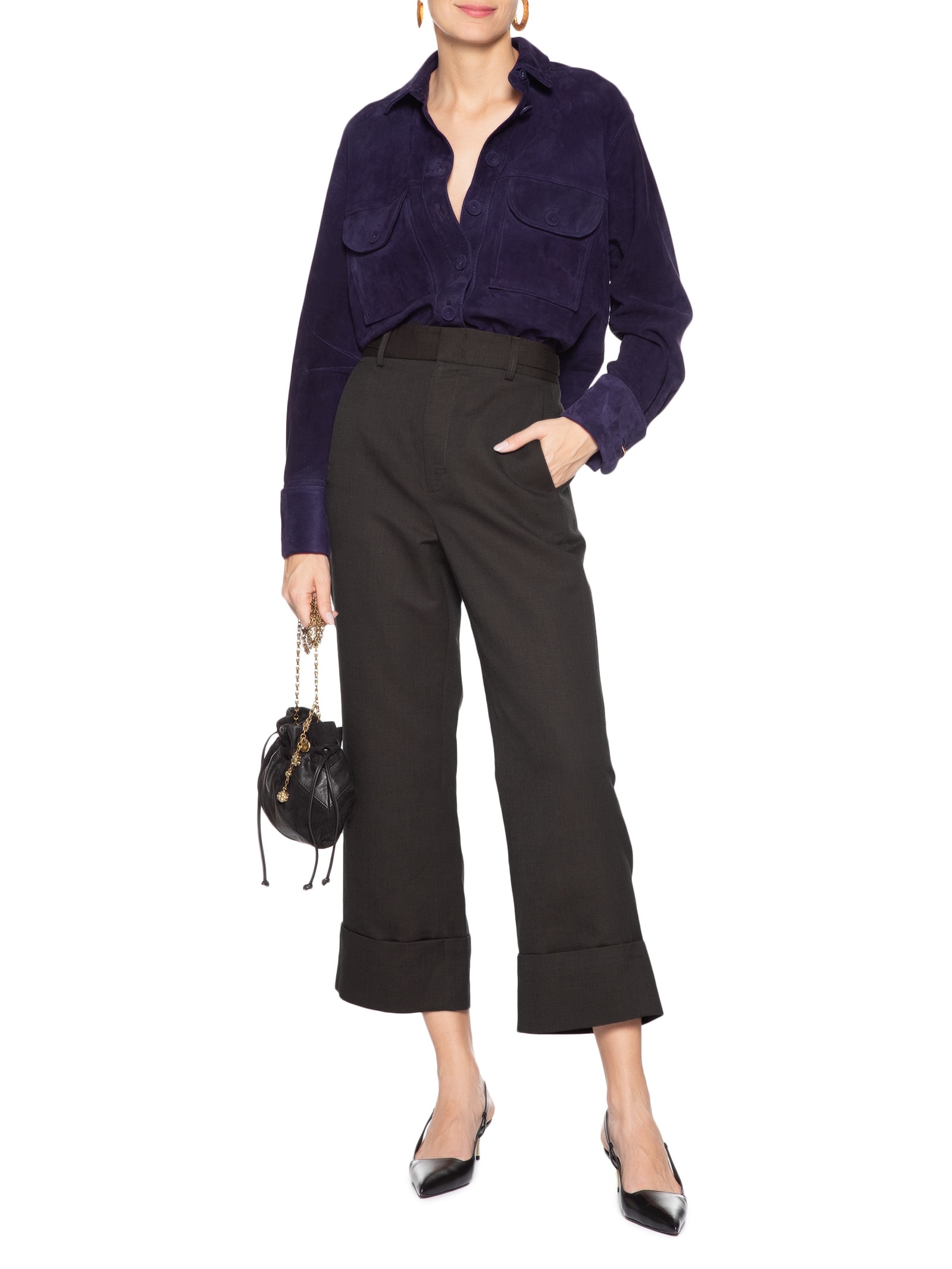 Calça Feminina Barra Virada Dries Marrom Animale