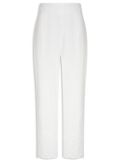 Calça Feminina Barrado Bordado – Branco