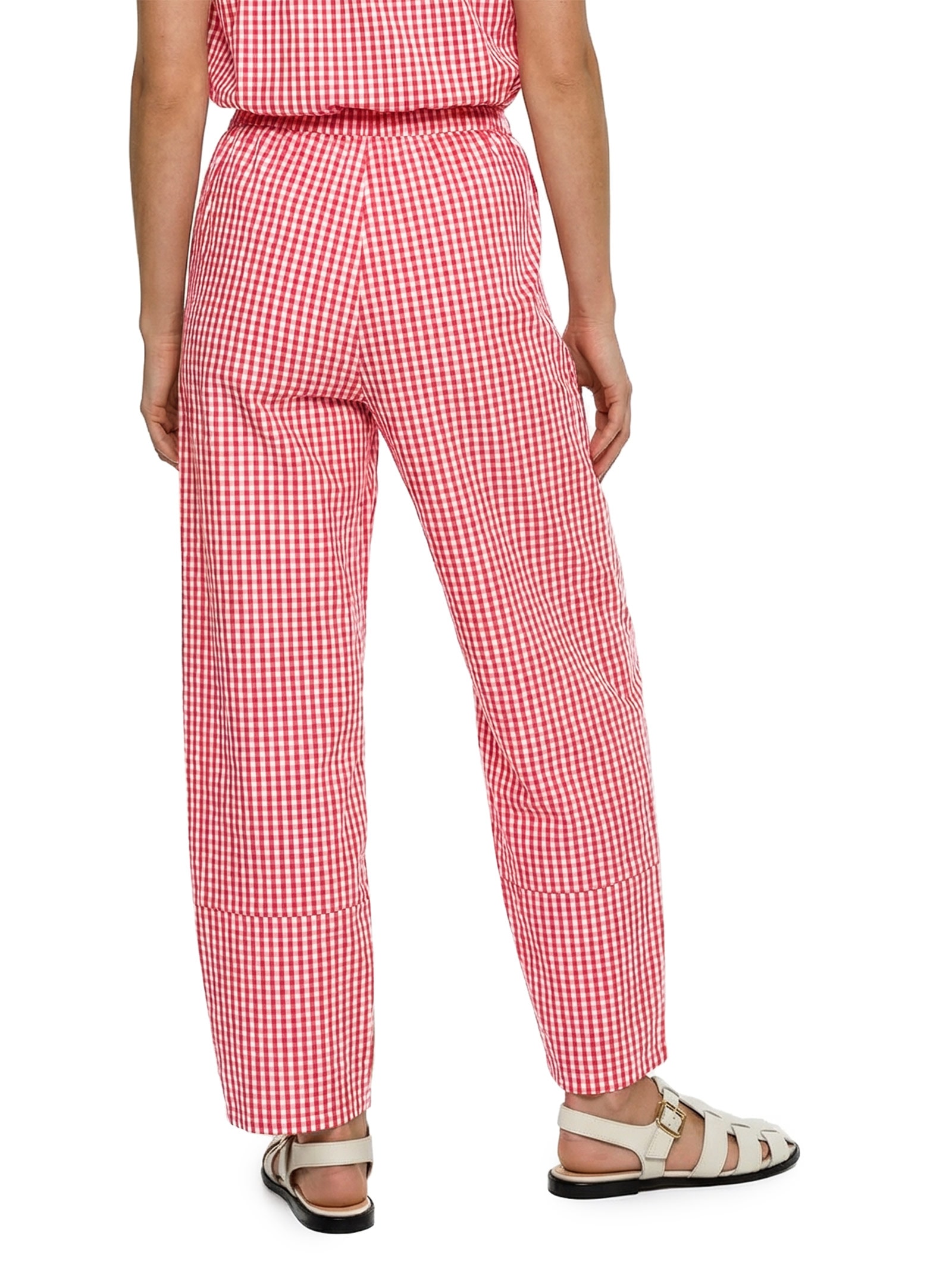 Calça Feminina Barrel Alg Vichy Vermelho Cantão