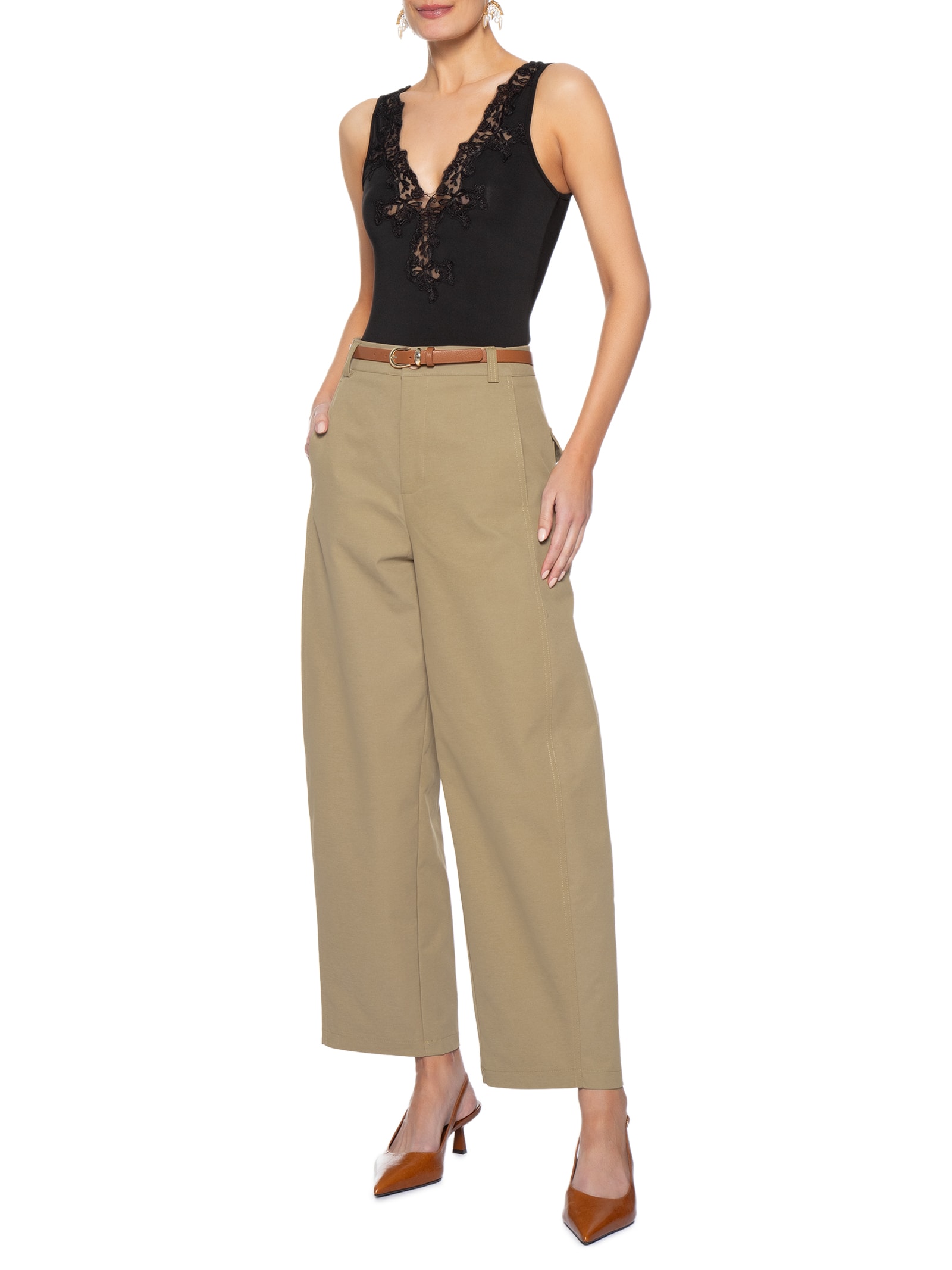 Calça Feminina Barrel Bege '2Essential