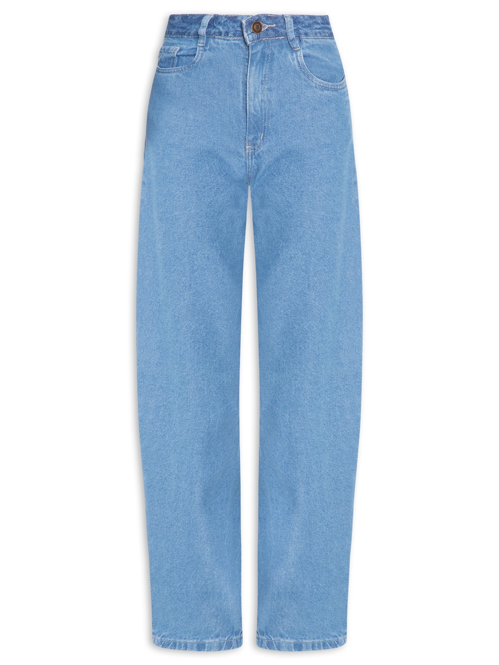 Calça Feminina Barrel Jeans Azul Market 33