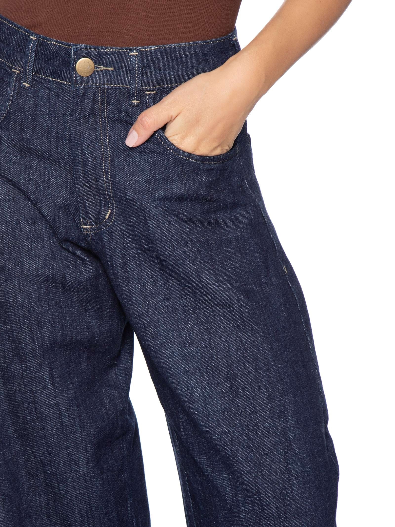 Calça Feminina Barrel Jeans Azul Basiq