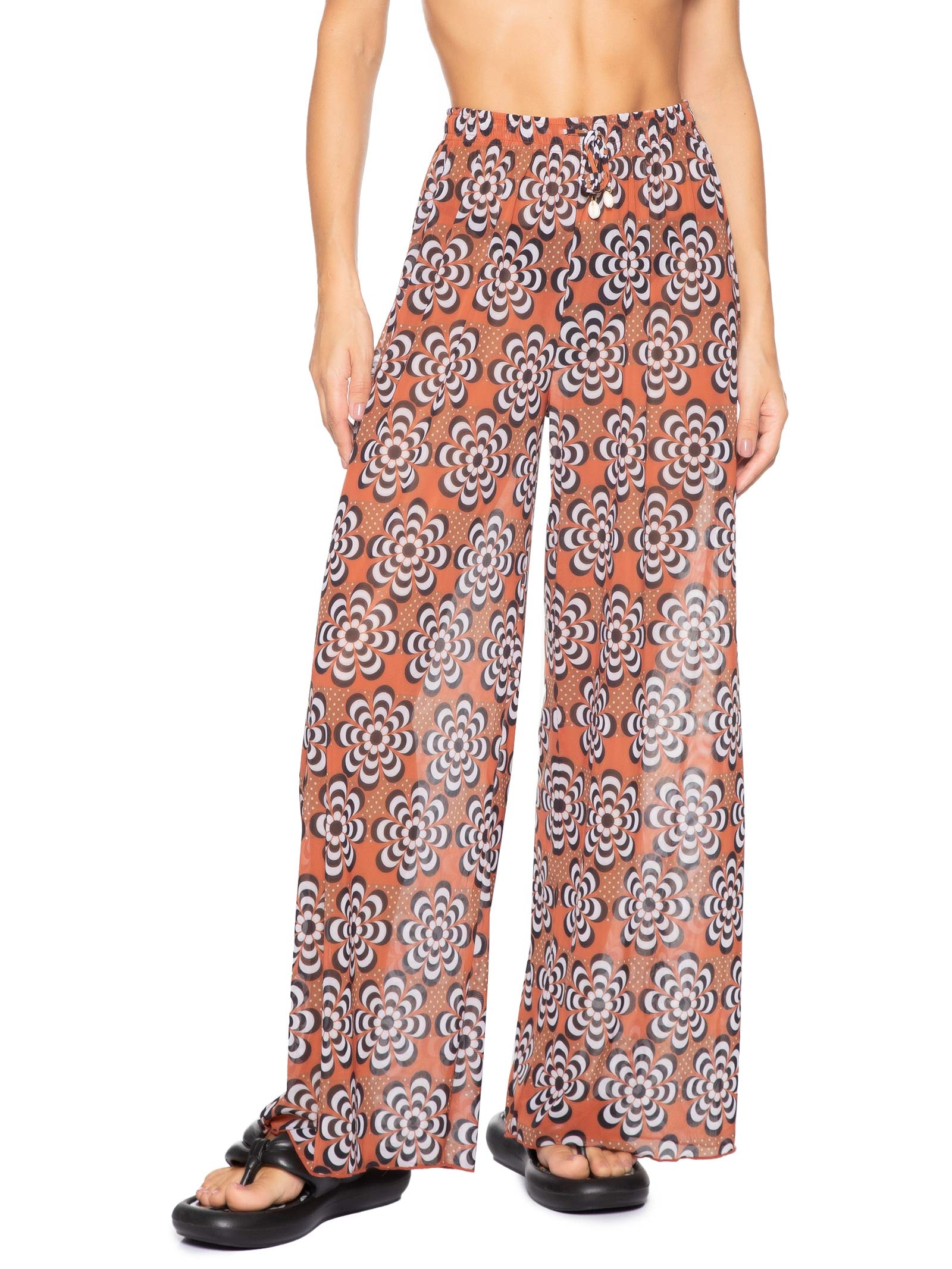 Calça Feminina Beachwear Em Tule Laranja Mktbeach