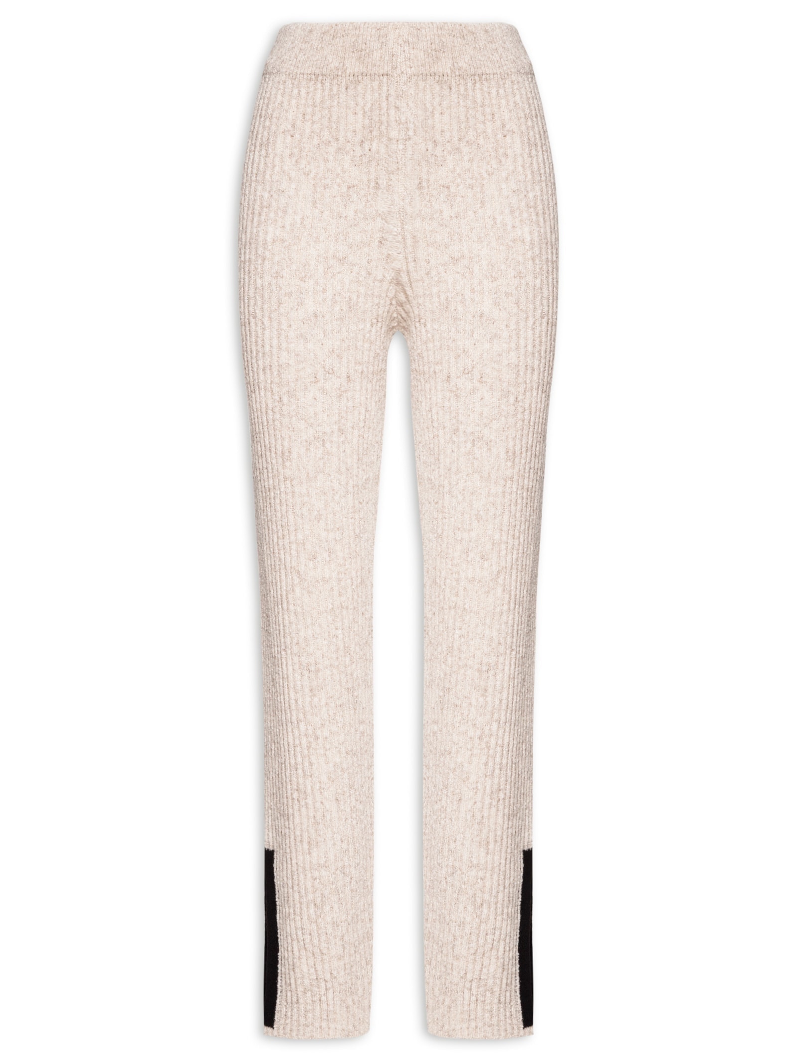 Calça Feminina Bicolor Detalhe Tricot Bege Cacay