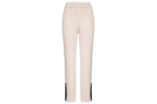 Calça Feminina Bicolor Detalhe Tricot - Bege