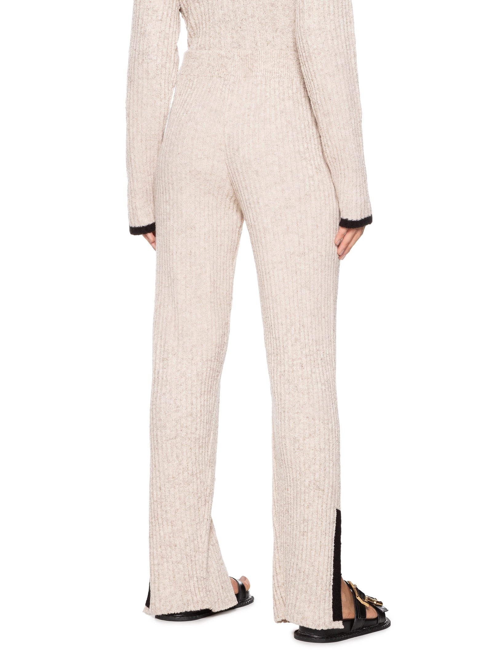 Calça Feminina Bicolor Detalhe Tricot Bege Cacay