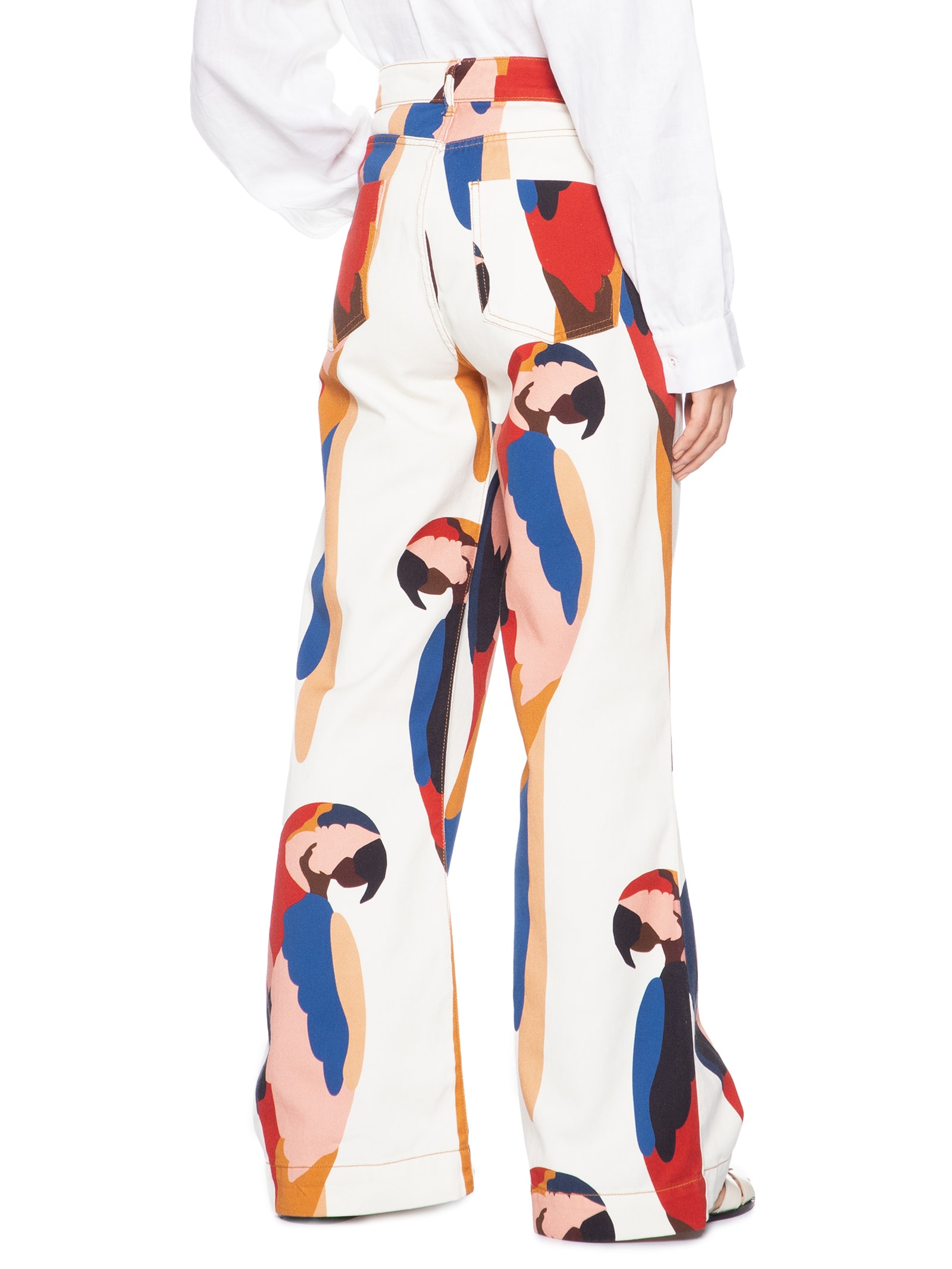 Calça Feminina Boca Larga Sarja Araraquara Branco Farm