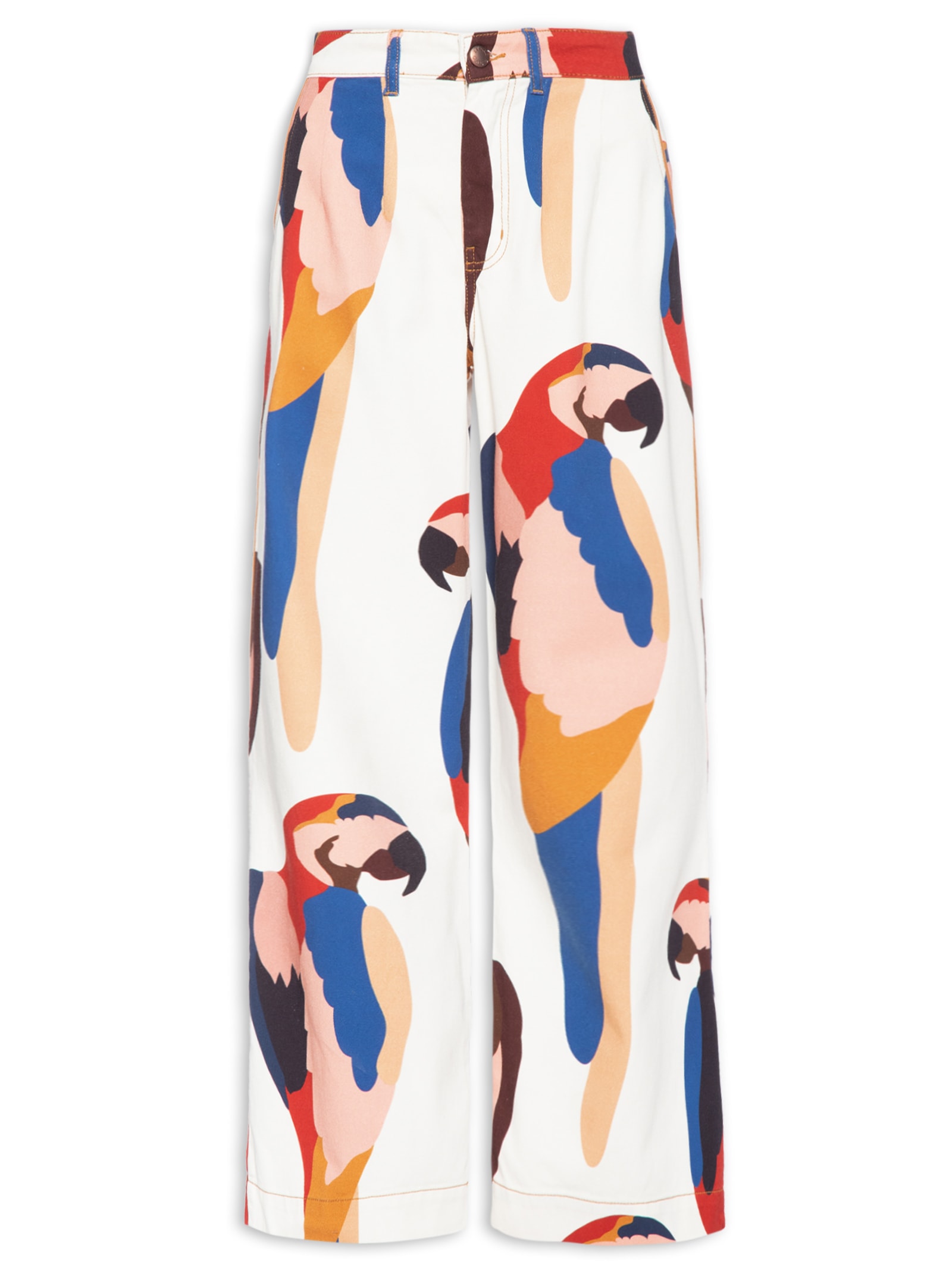 Calça Feminina Boca Larga Sarja Araraquara Branco Farm