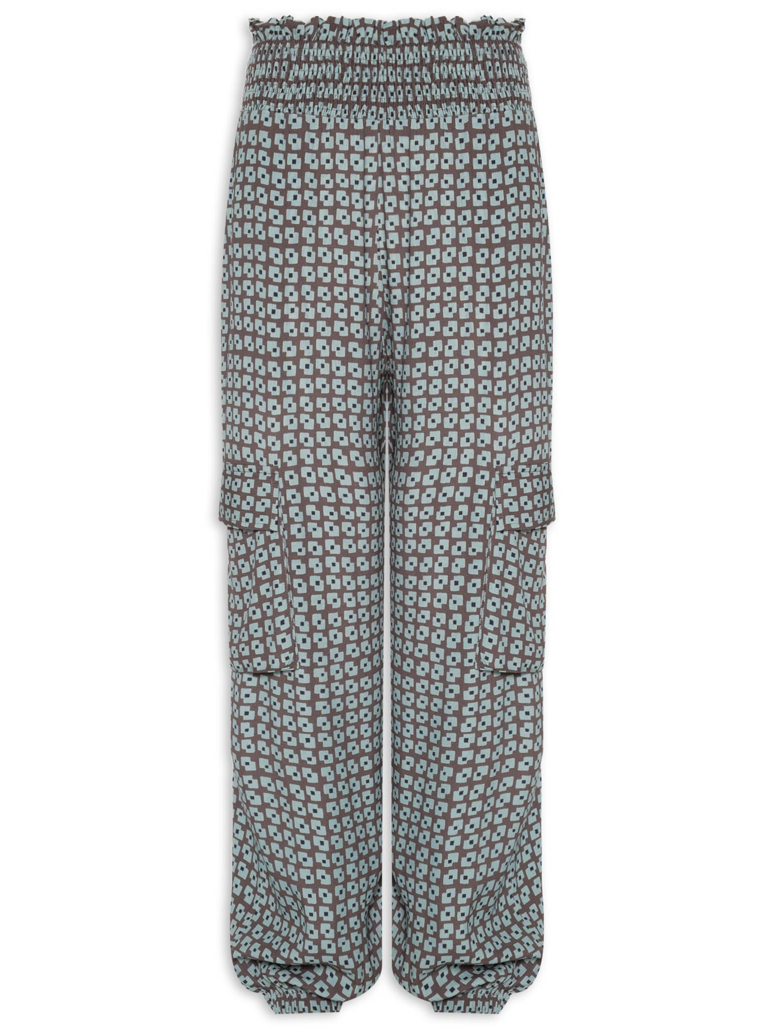 Calça Feminina Bolso Lateral Geo Flow Náutico Marrom Animale