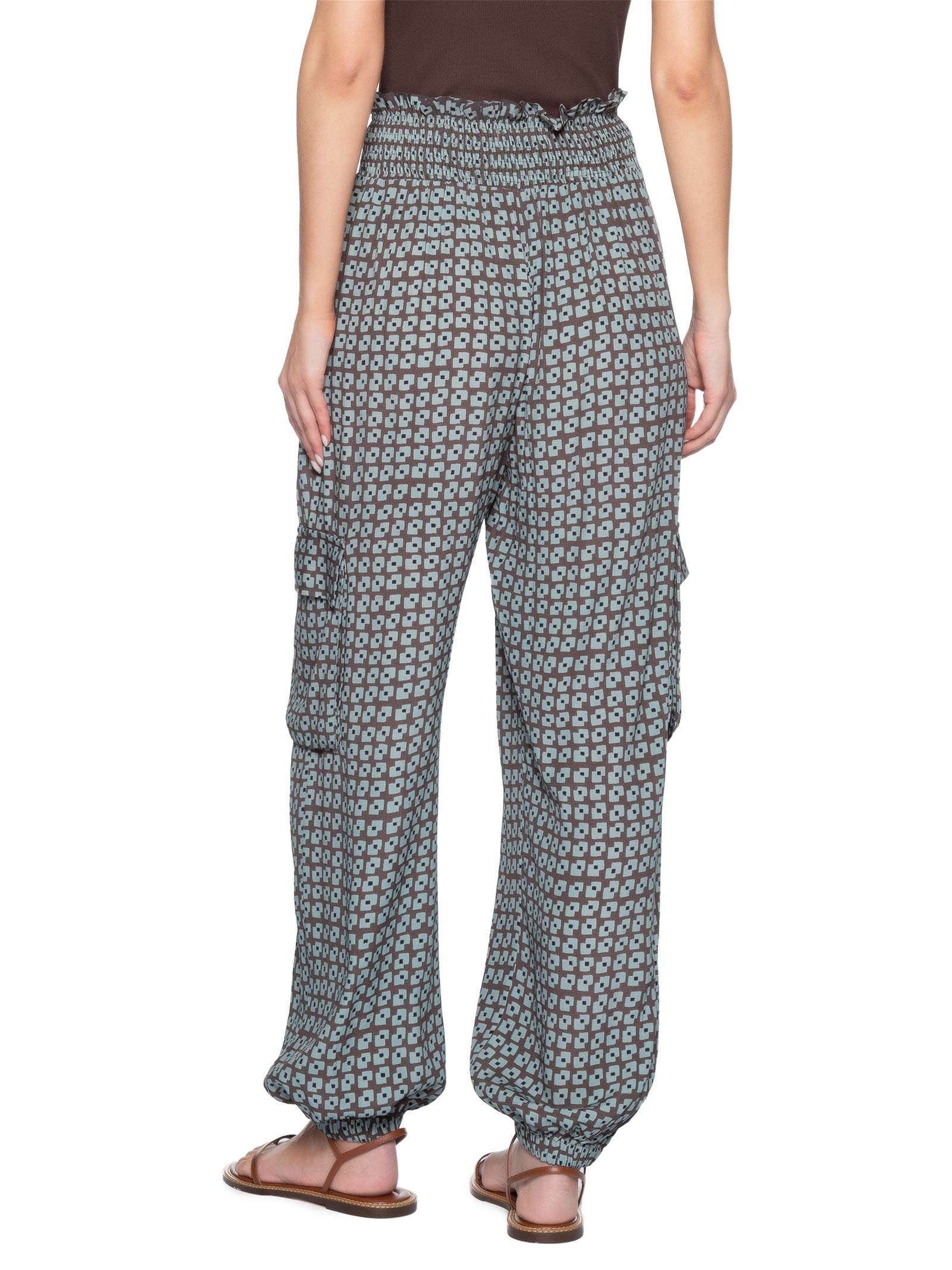Calça Feminina Bolso Lateral Geo Flow Náutico Marrom Animale