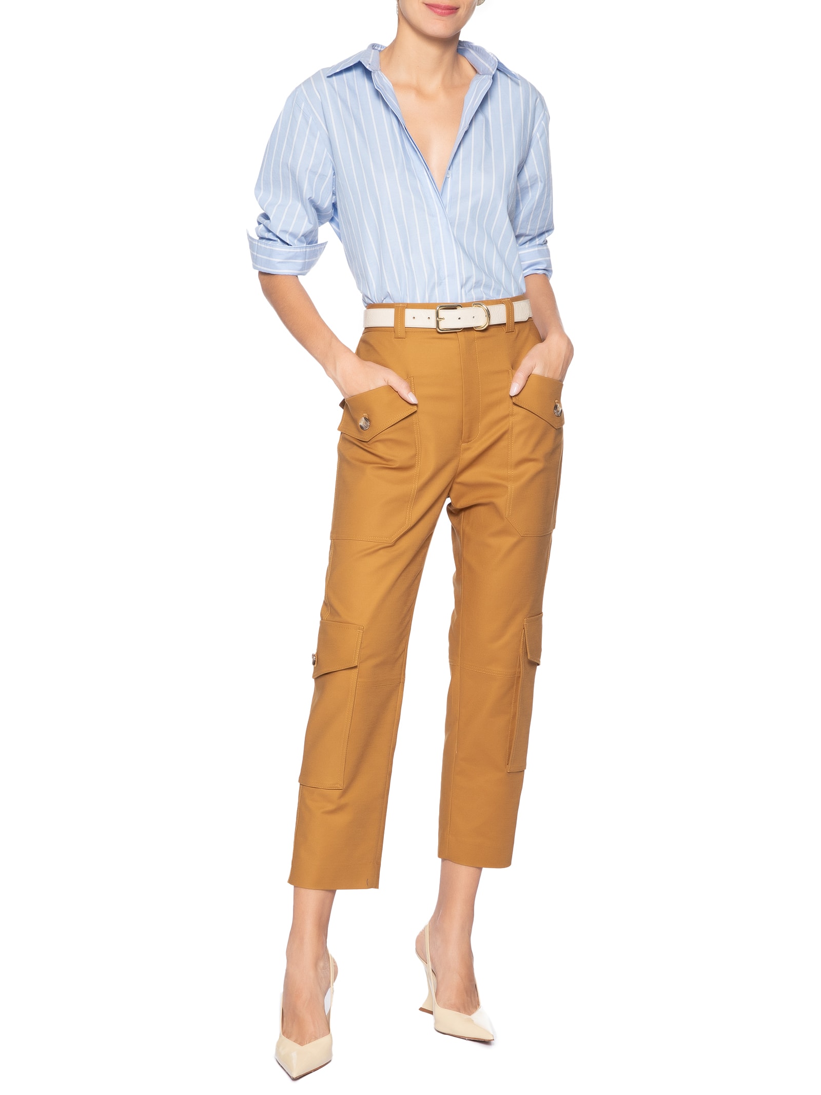 Calça Feminina Bolsos Bege Animale