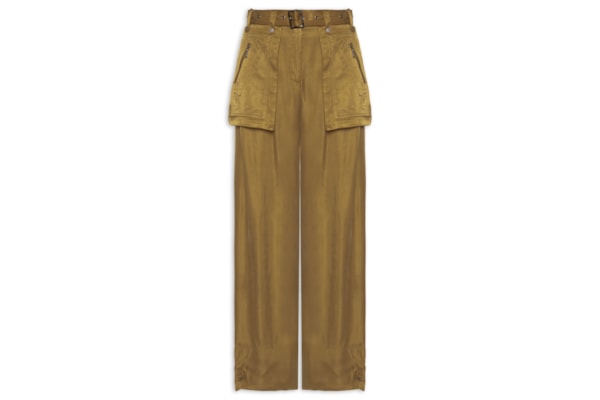 Calça Feminina Bolsos De Cupro Antique Com Cinto Em Ilhós - Verde