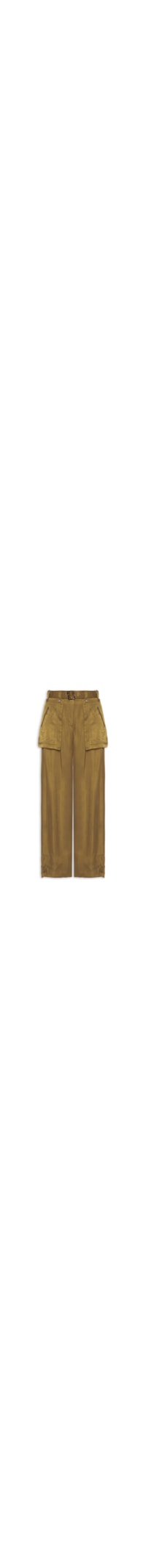 Calça Feminina Bolsos De Cupro Antique Com Cinto Em Ilhós - Verde