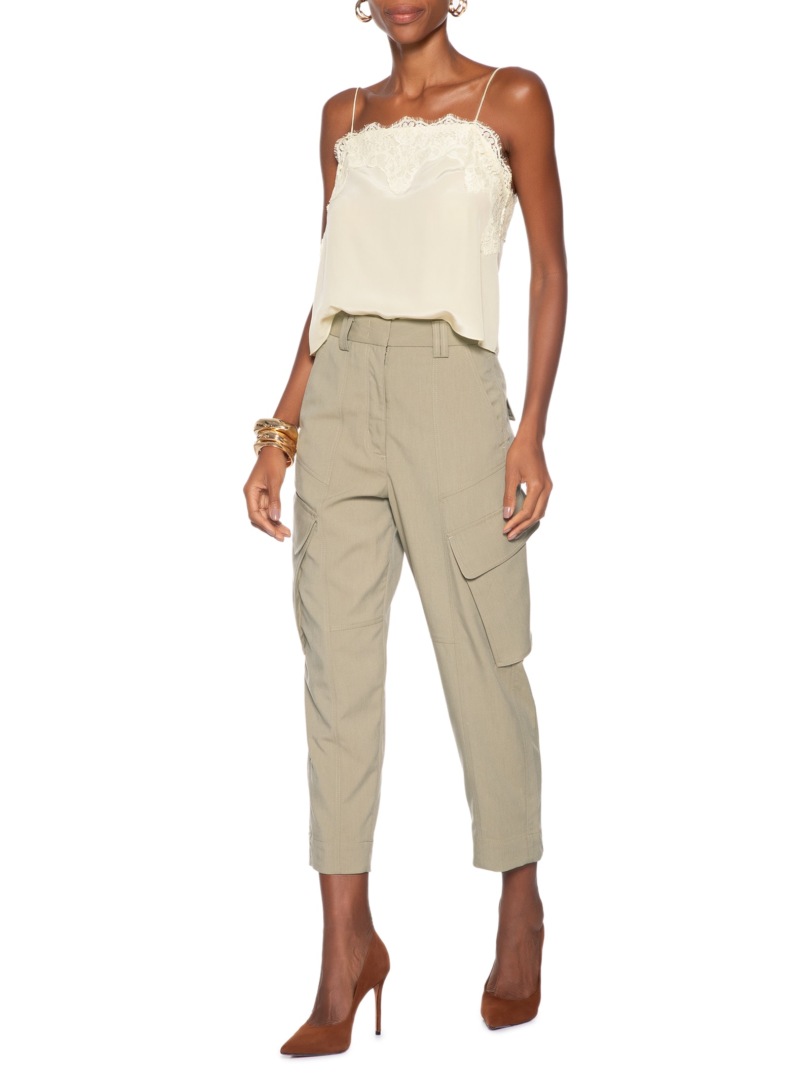 Calça Feminina Bolsos Kaki Verde Animale