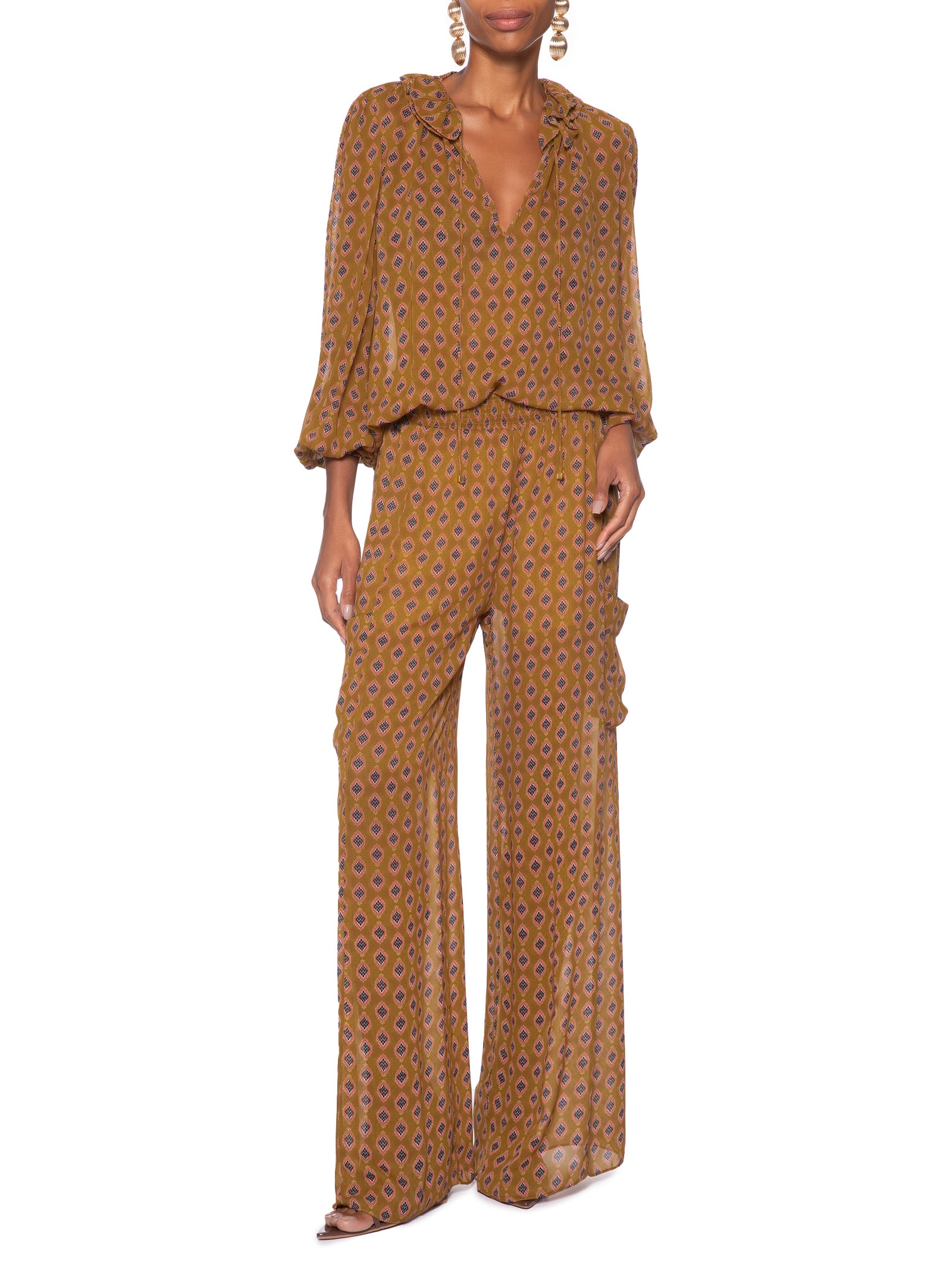 Calça Feminina Bolsos Laterais Grav Pin Amarelo Animale