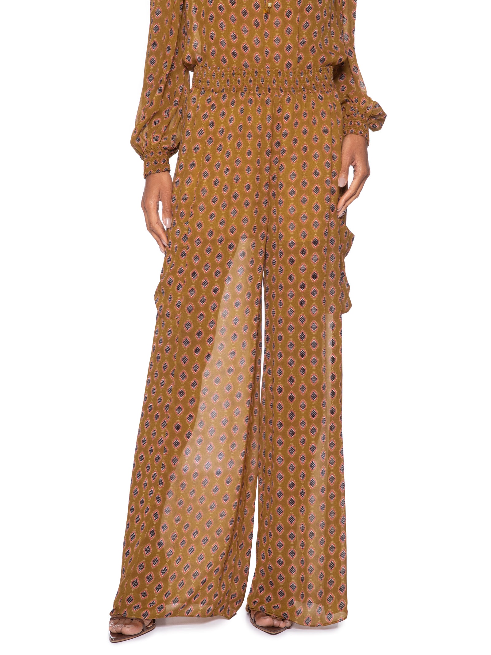 Calça Feminina Bolsos Laterais Grav Pin Amarelo Animale