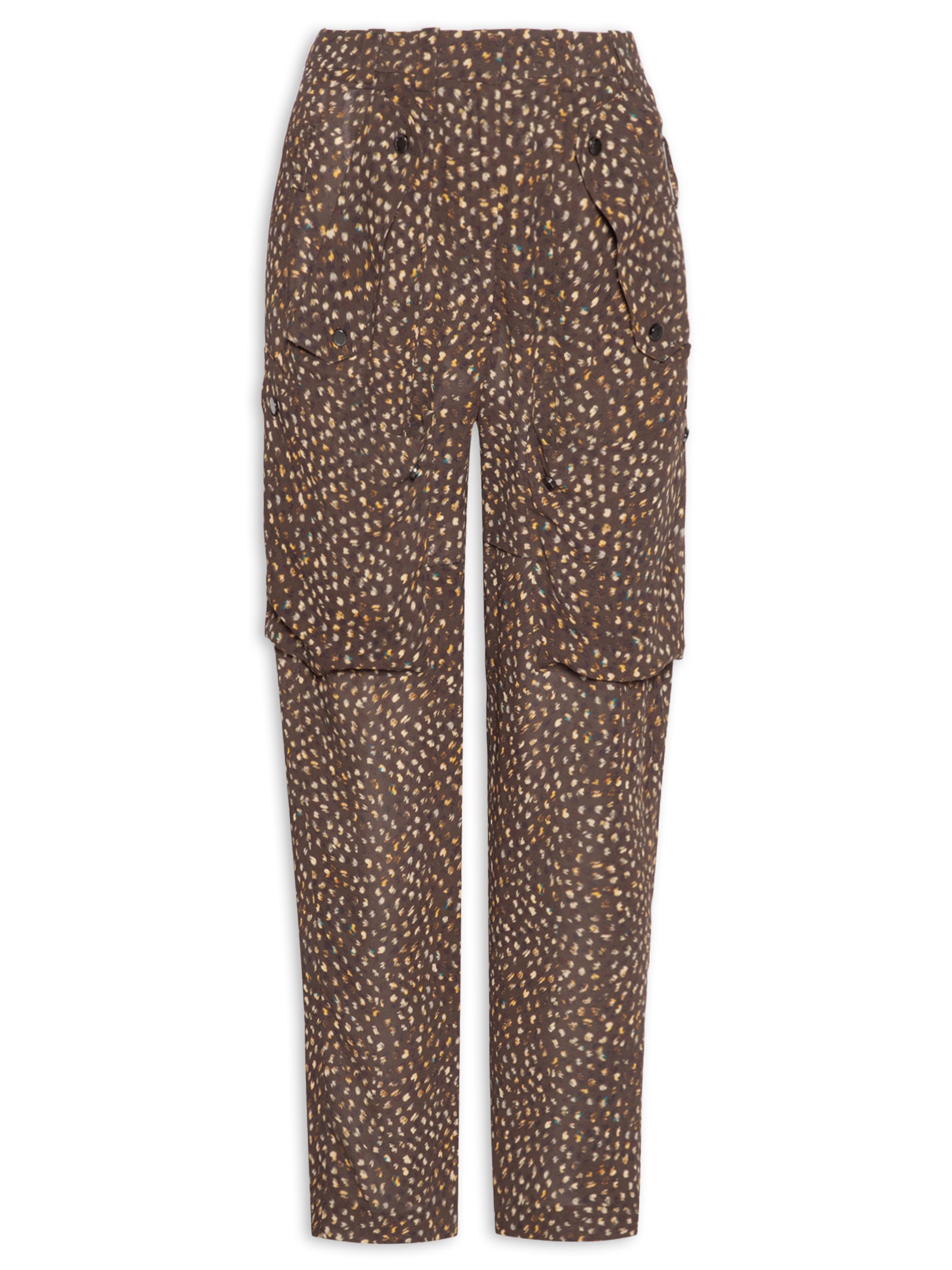 Calça Feminina Bolsos Textura Selva Marrom Animale