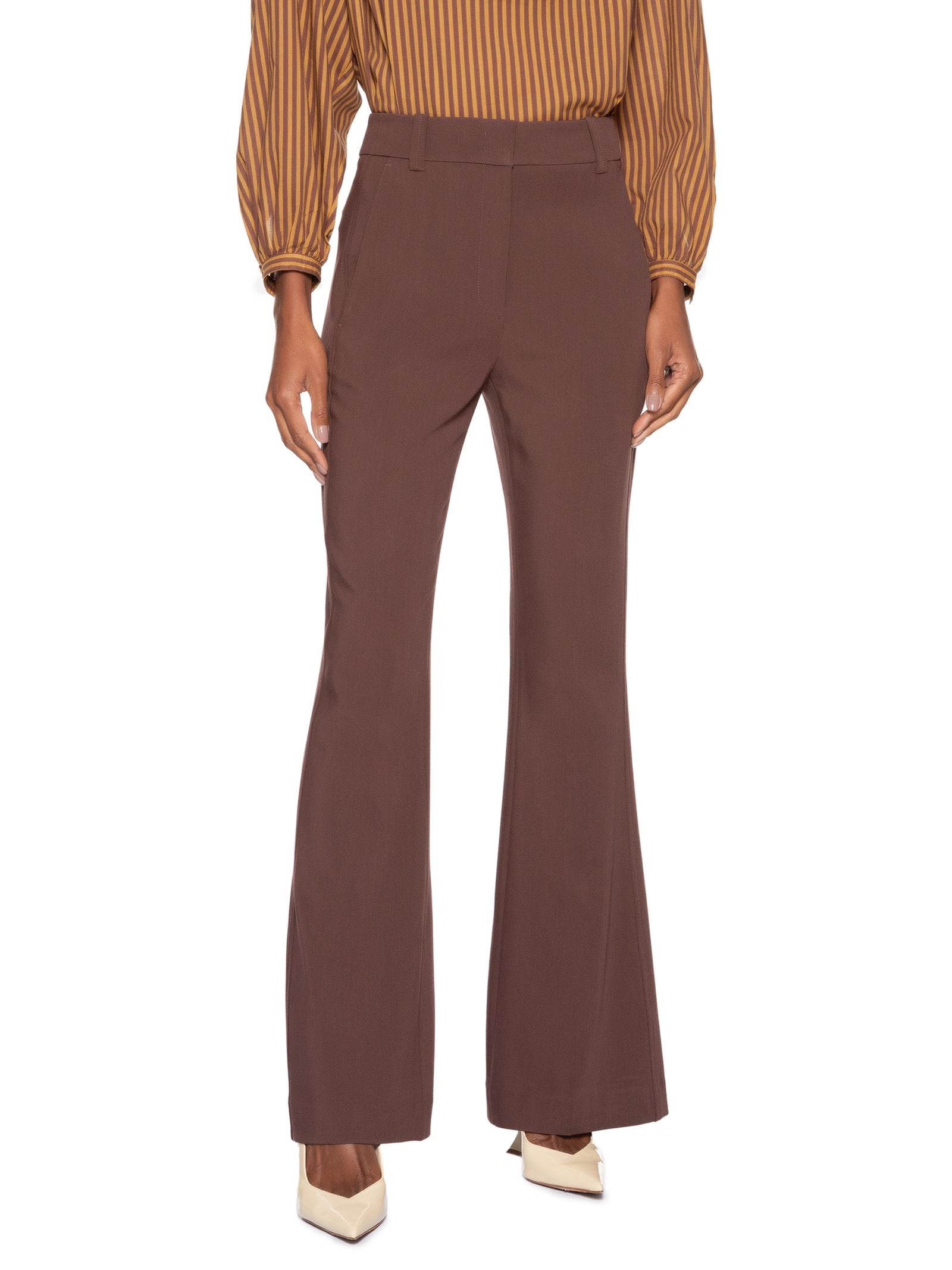 Calça Feminina Boot Cut Boyage Marrom Animale