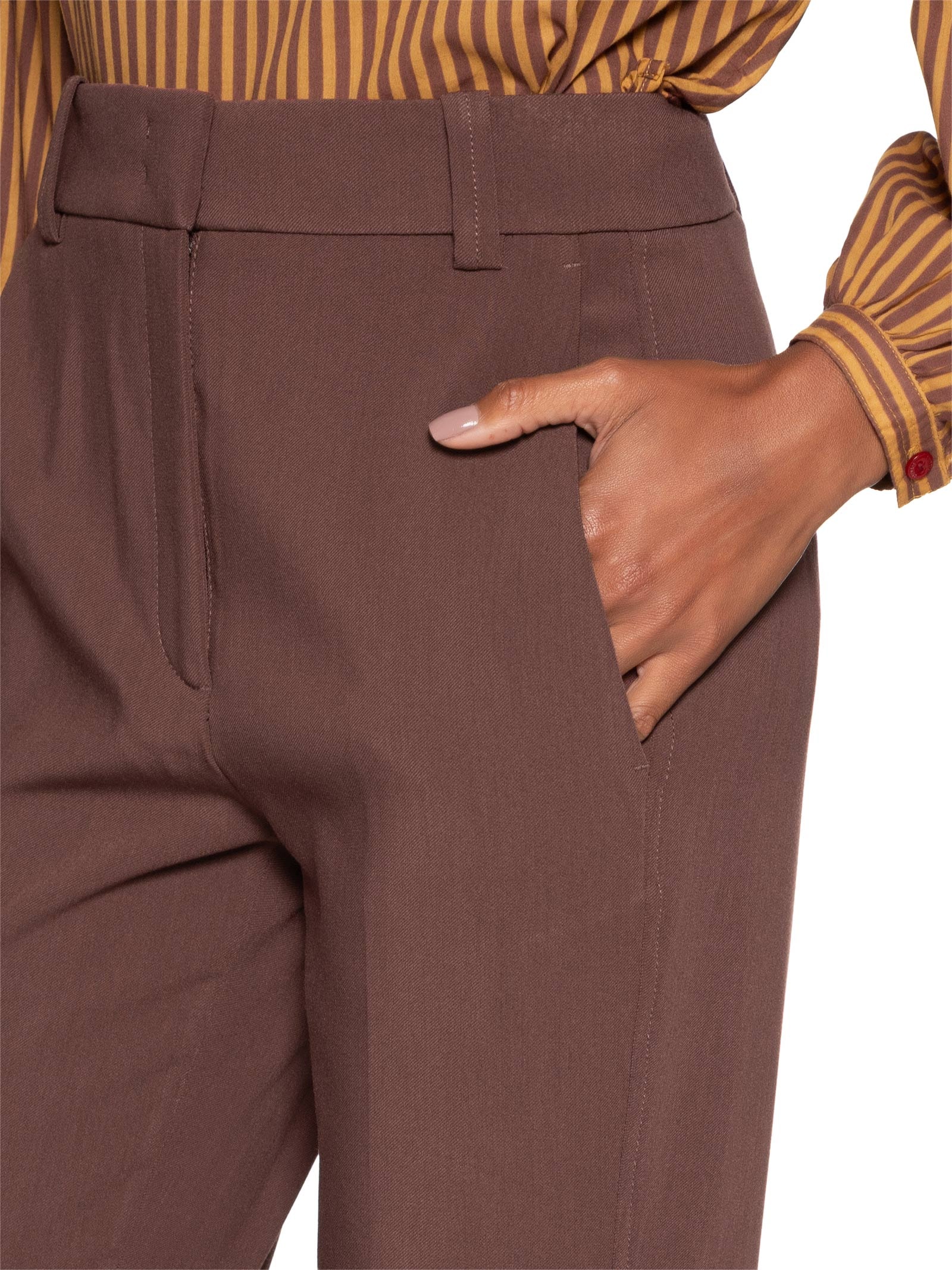 Calça Feminina Boot Cut Boyage Marrom Animale