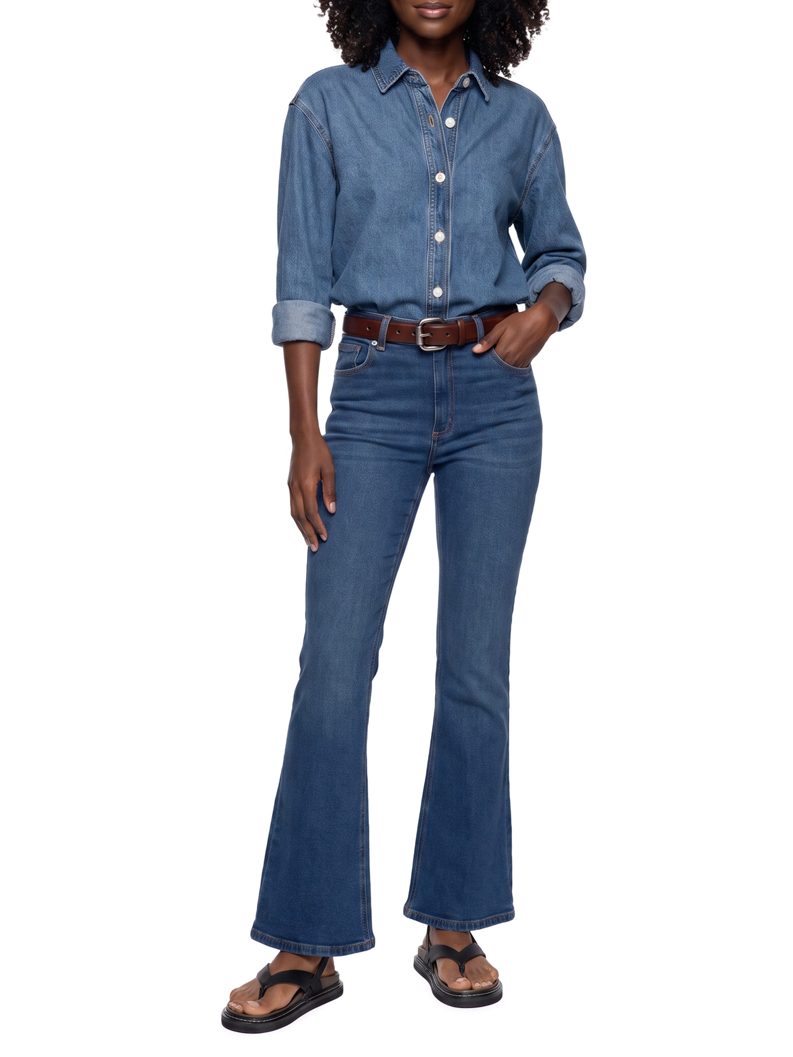 Calça Feminina Bootcut Jeans Azul Hering