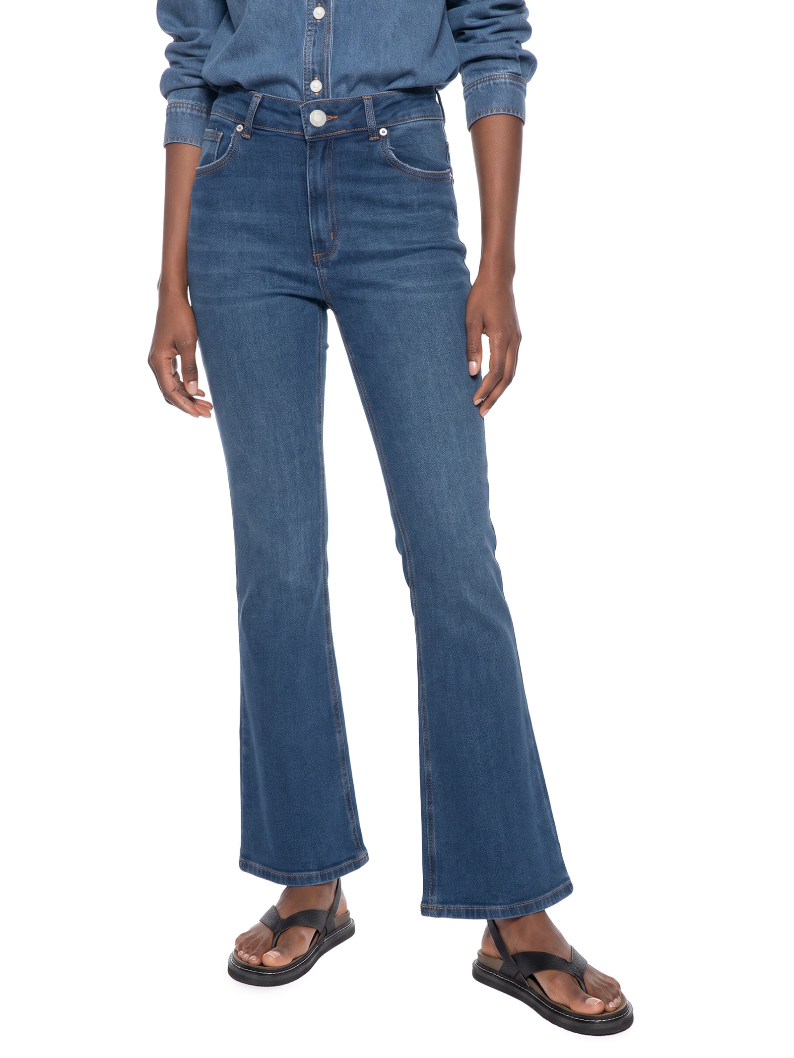 Calça Feminina Bootcut Jeans Azul Hering