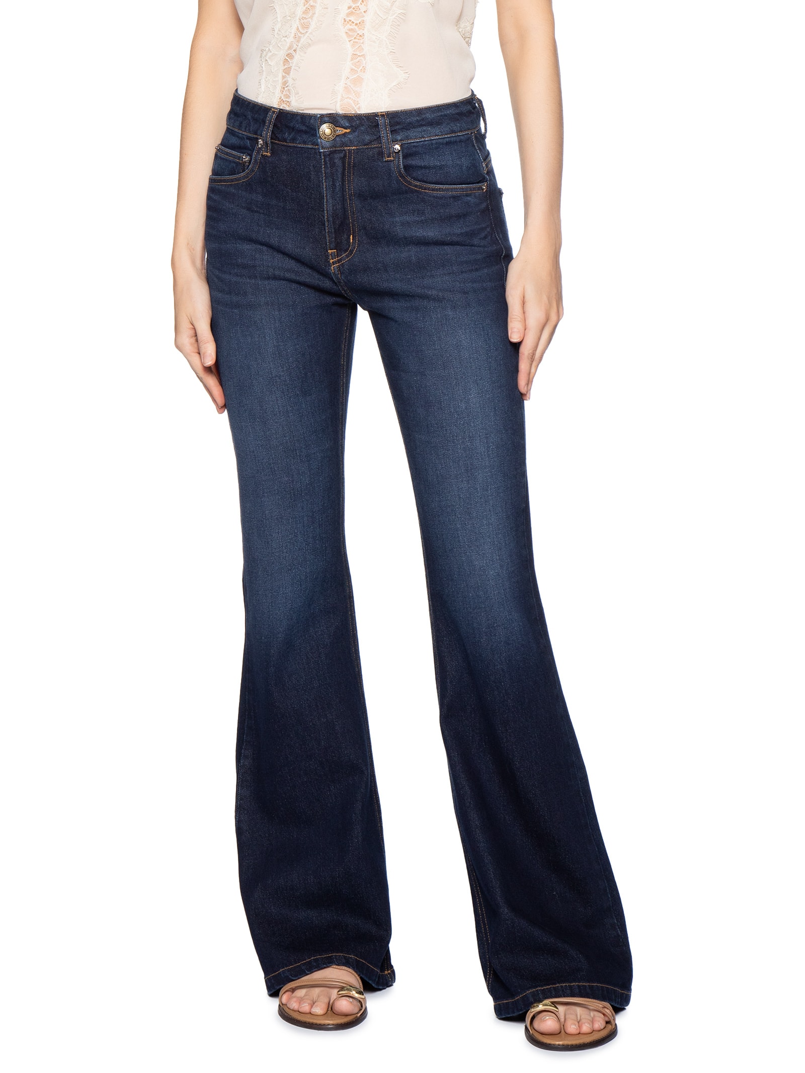 Calça Feminina Bootcut Jeans Paris Cool Wash Azul Animale