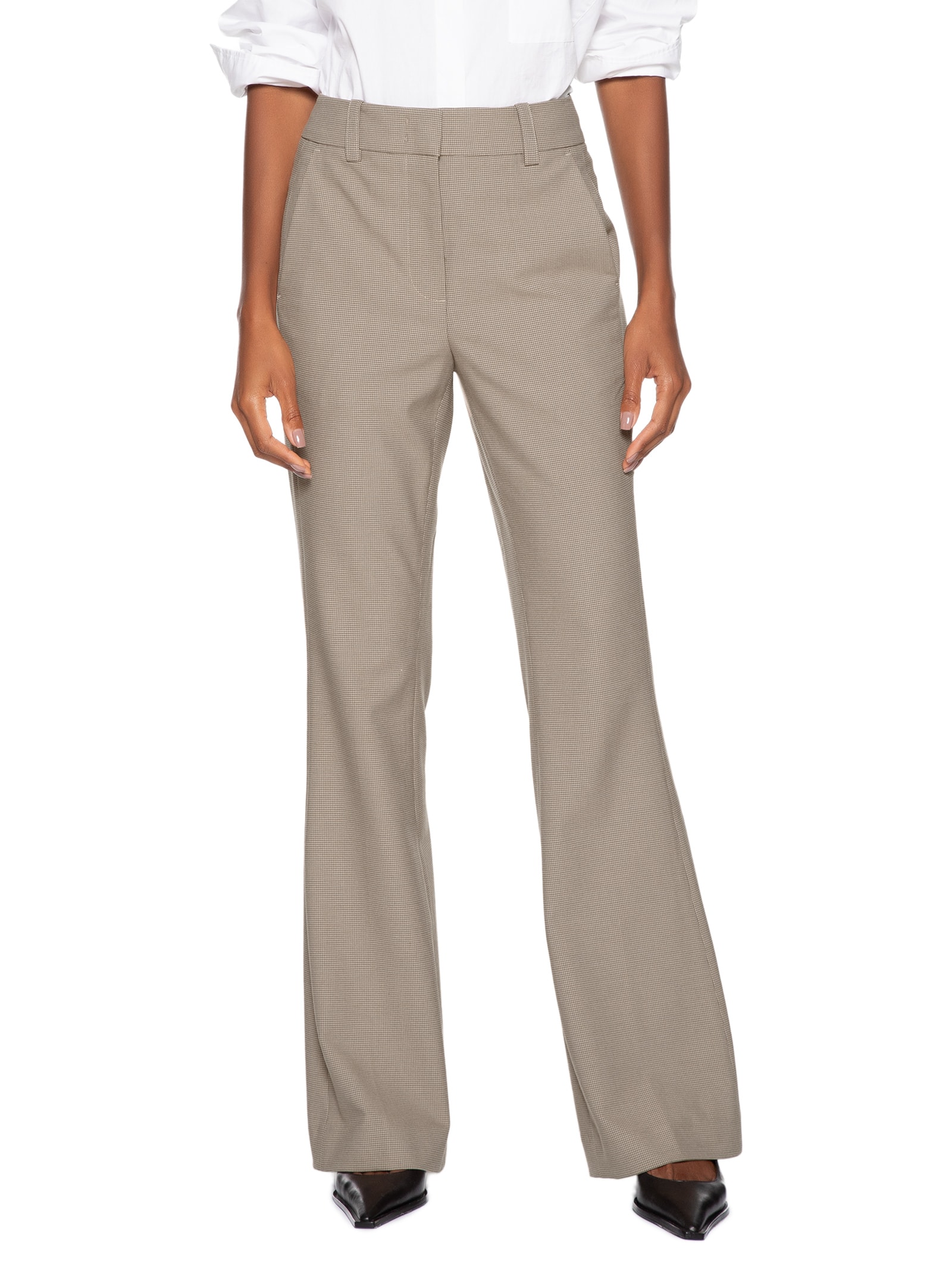 Calça Feminina Bootcut Xadrez Marrom Animale