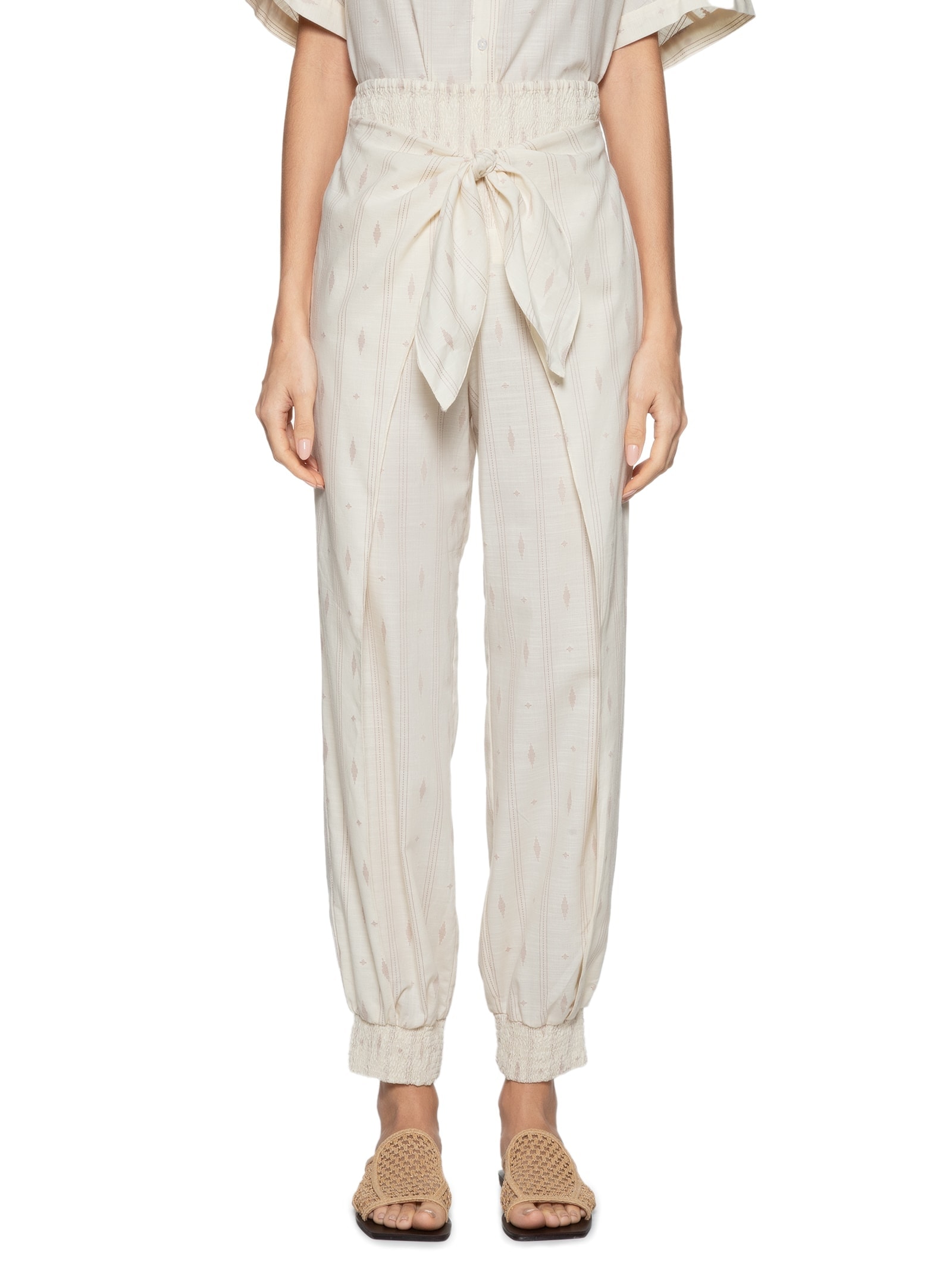 Calça Feminina Bordado Caminhos Bege Dress To