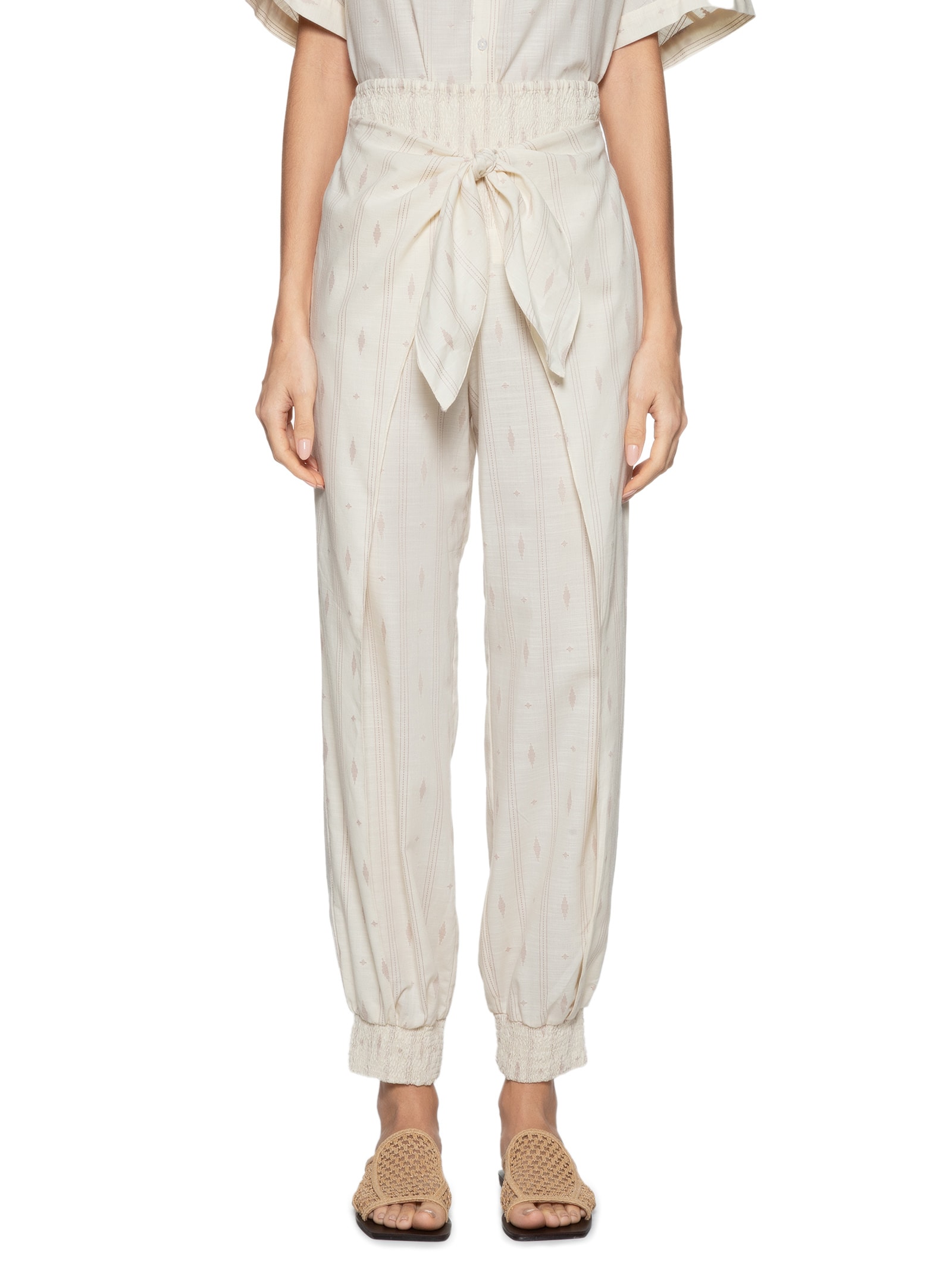 Calça Feminina Bordado Caminhos Bege Dress To