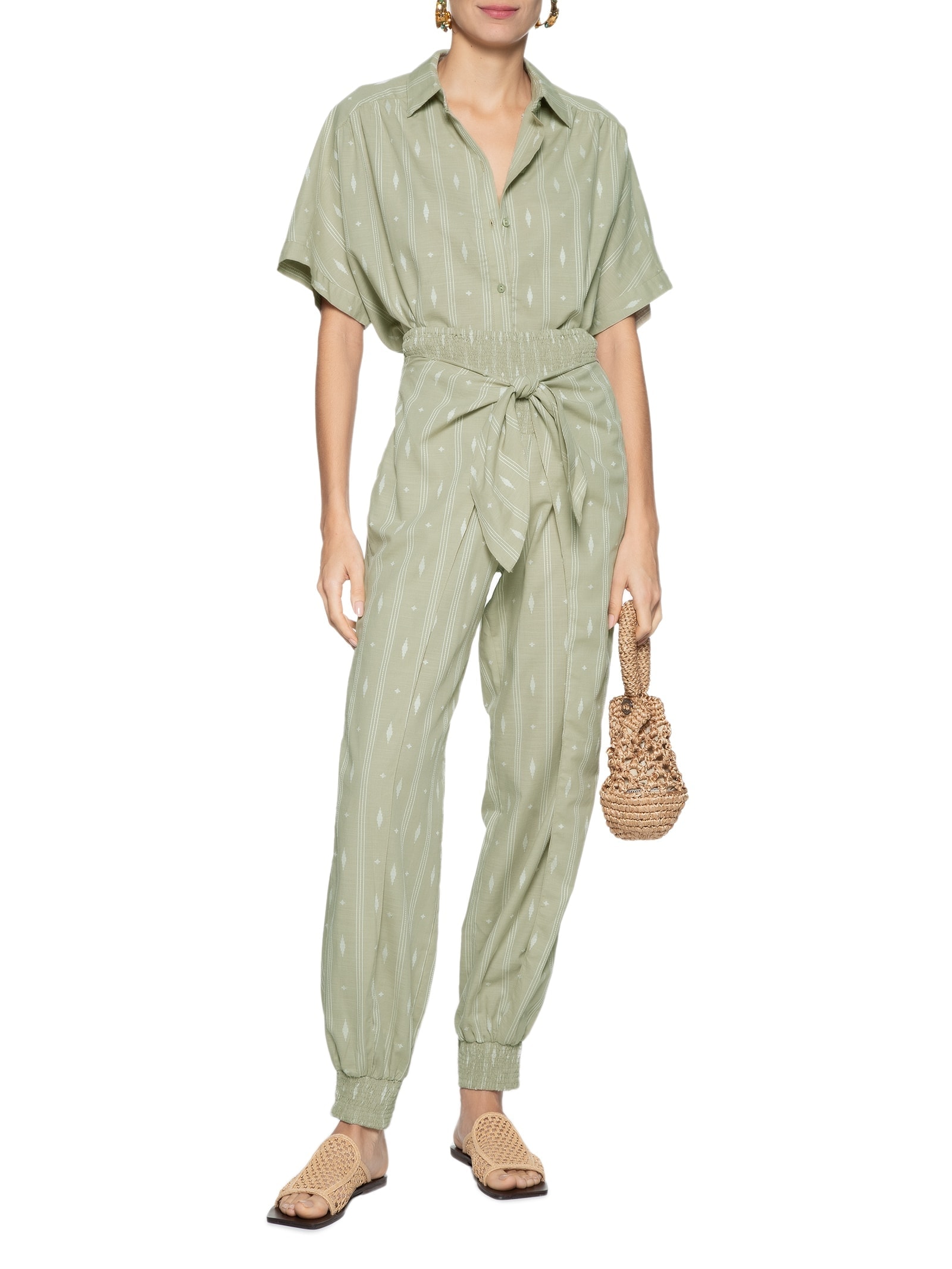 Calça Feminina Bordado Caminhos Verde Dress To