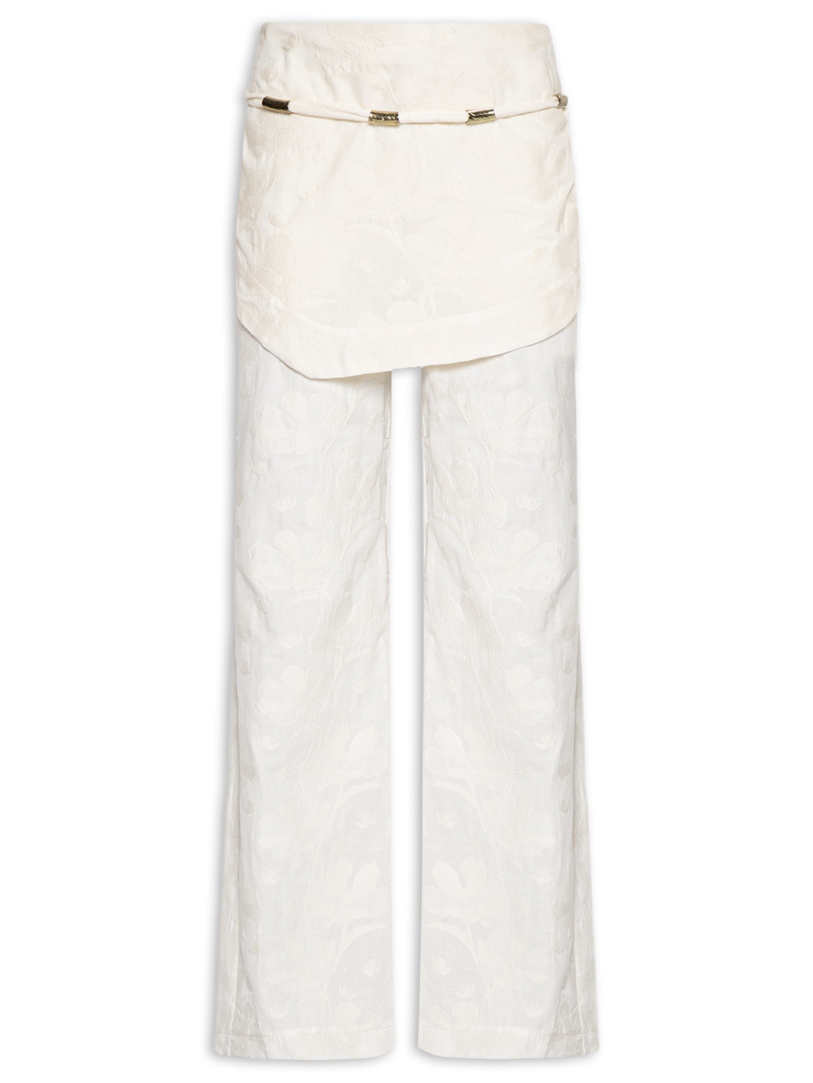 Calça Feminina Bordado Holambra Off White Maria Filó