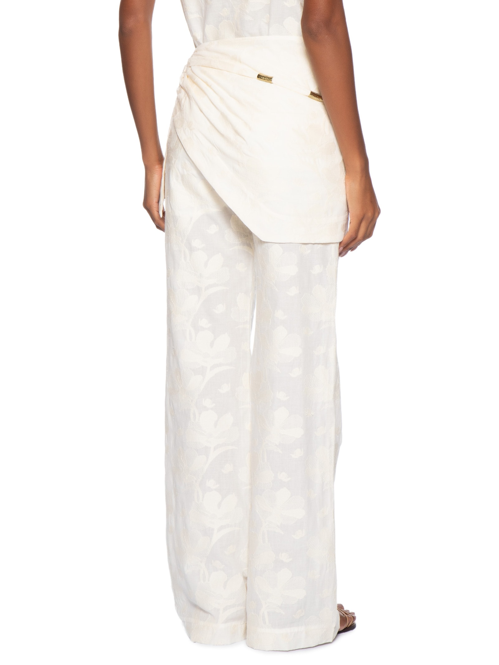 Calça Feminina Bordado Holambra Off White Maria Filó