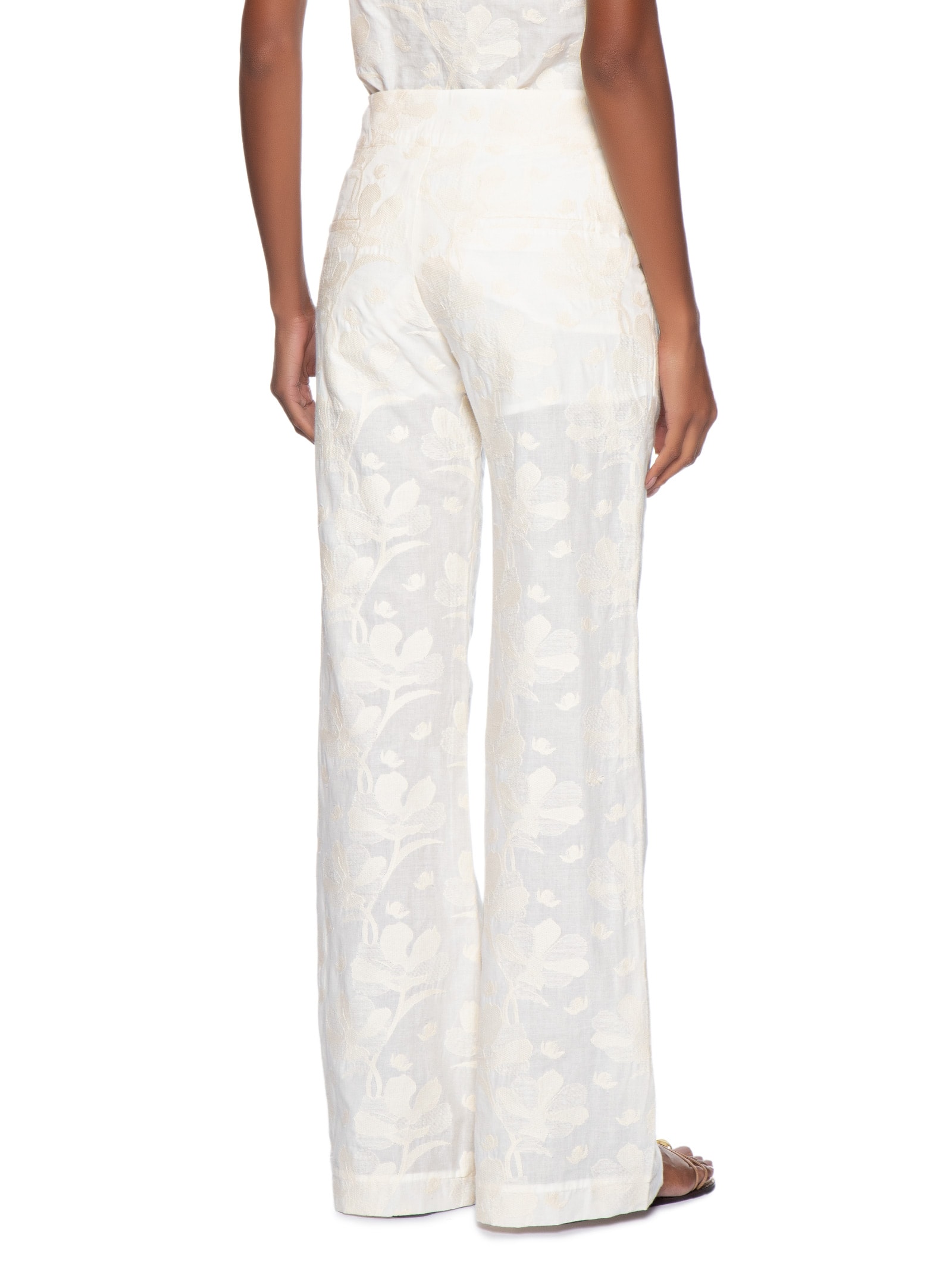 Calça Feminina Bordado Holambra Off White Maria Filó