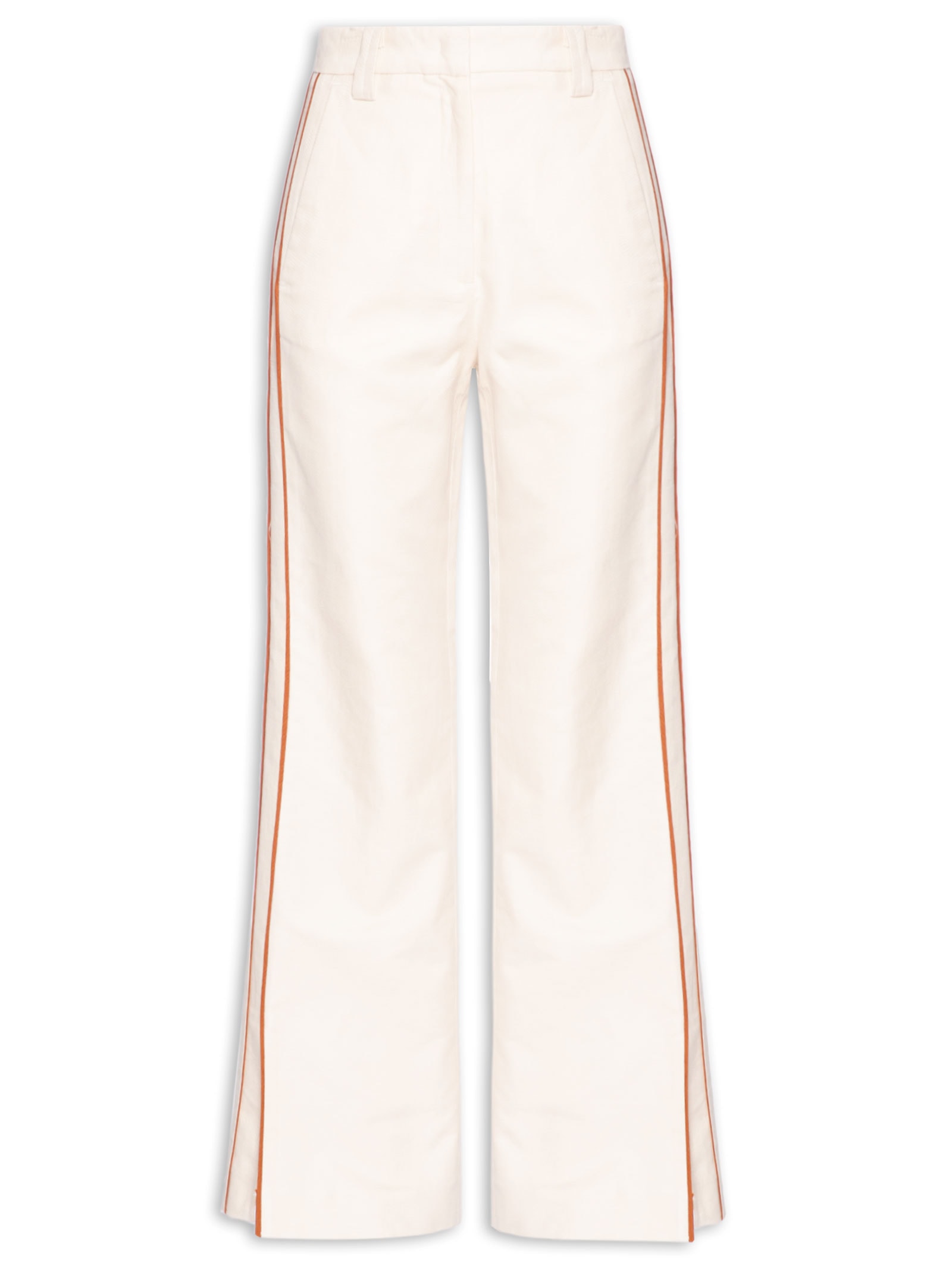Calça Feminina Branco Nata Listra Caramelo Bege Animale
