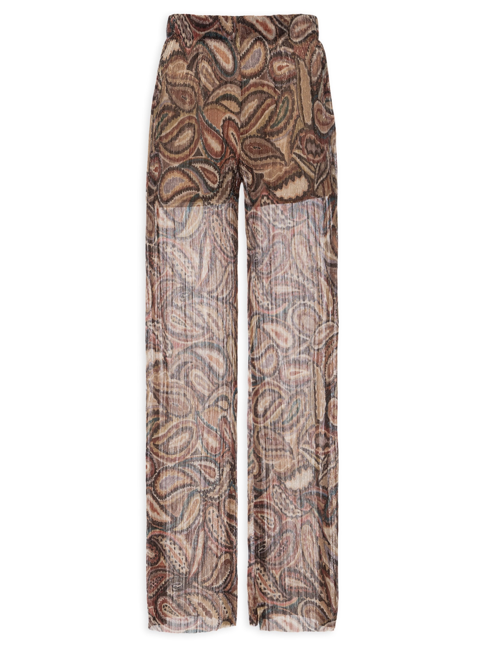 Calça Feminina Brilho Lurex Paisley Marrom Animale