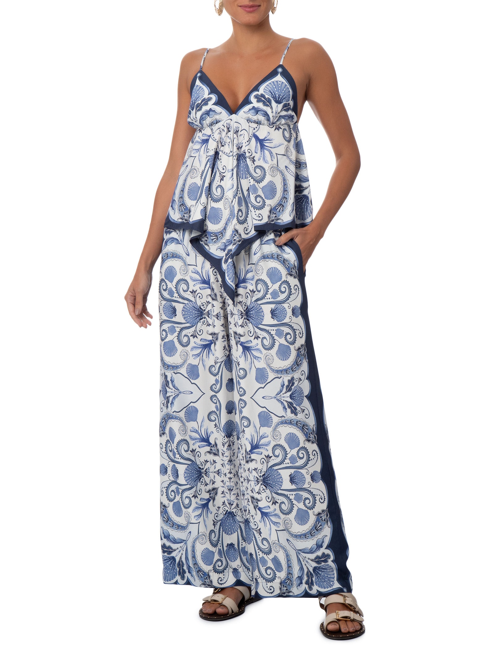 Calça Feminina Brisa De Concha Azul Farm