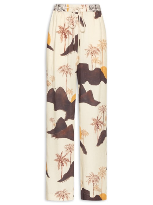 Calça Feminina Cambraia Estampa Corcovado Mix – Bege