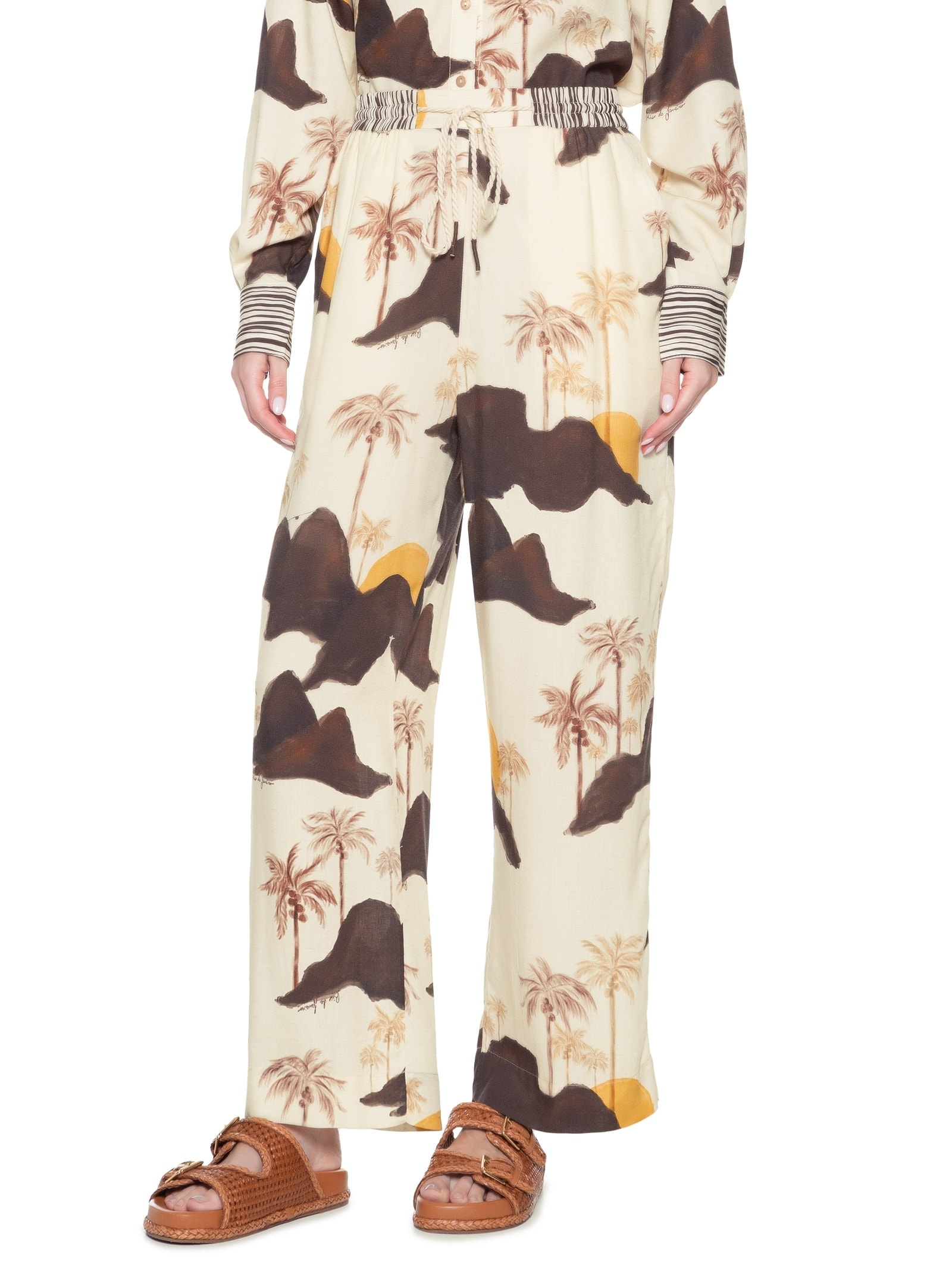 Calça Feminina Cambraia Estampa Corcovado Mix Bege Dress To