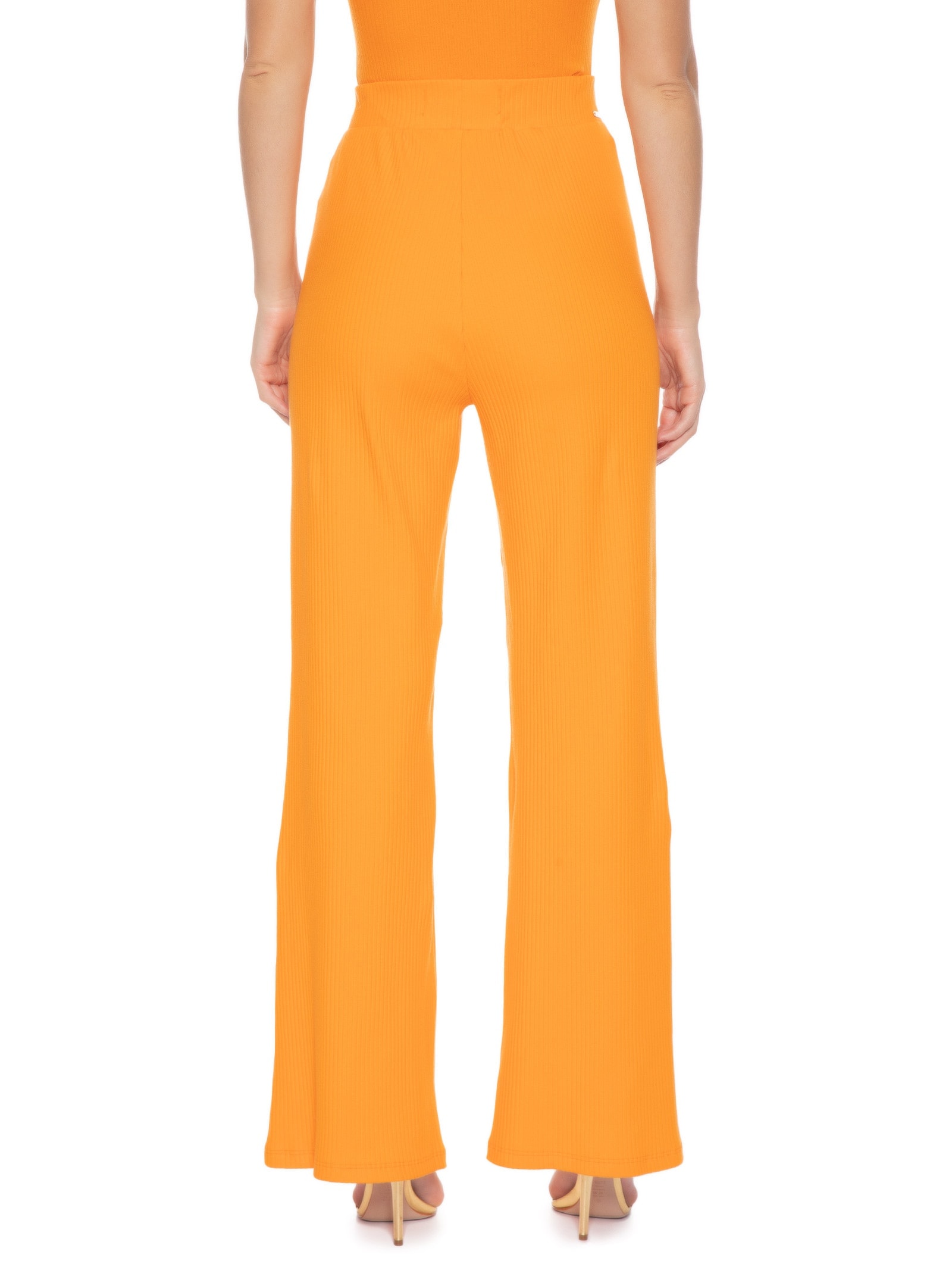 Calça Feminina Canelada Laranja Colcci