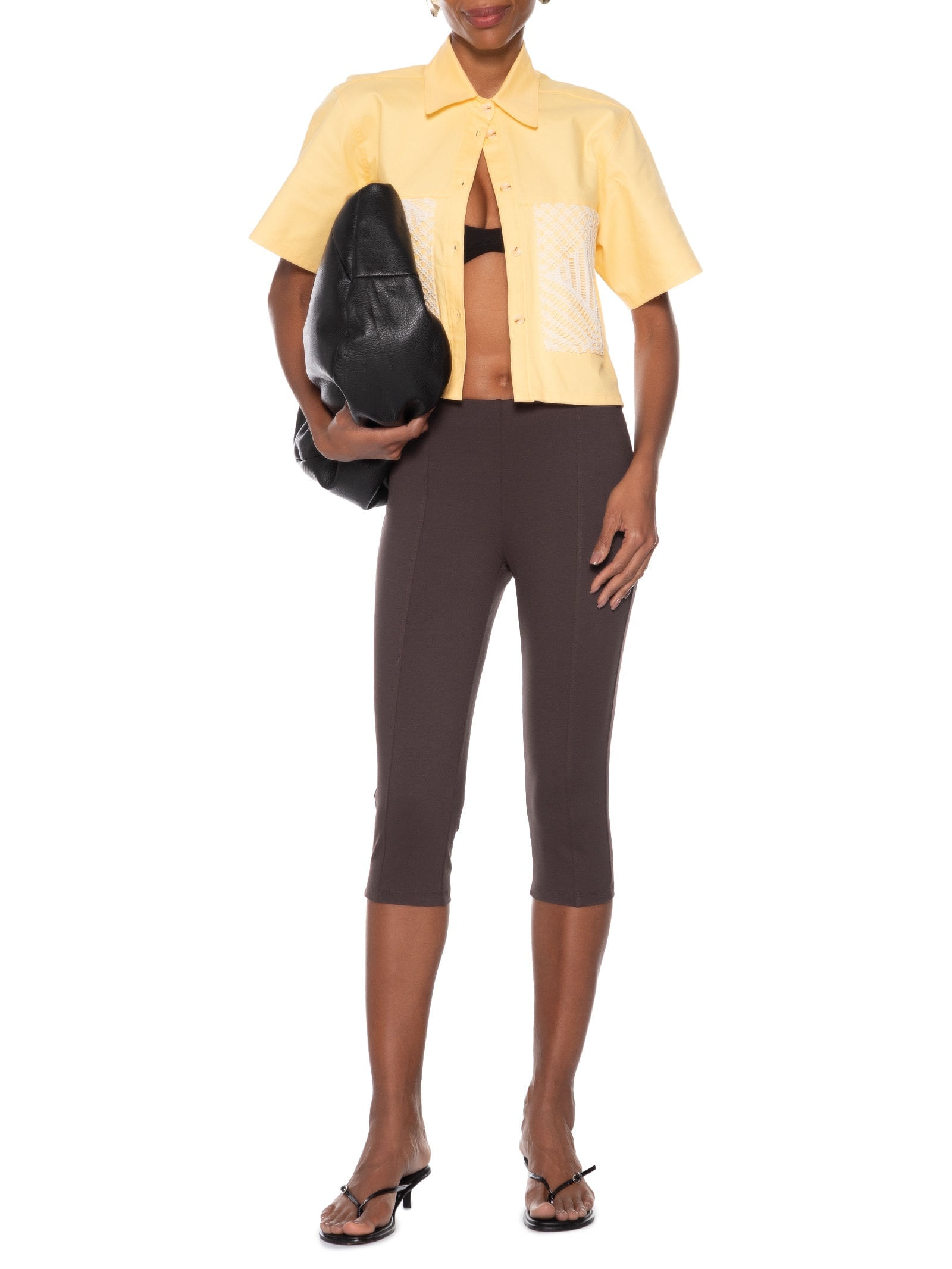 Calça Feminina Capri Cintura Alta Marrom My Favorite