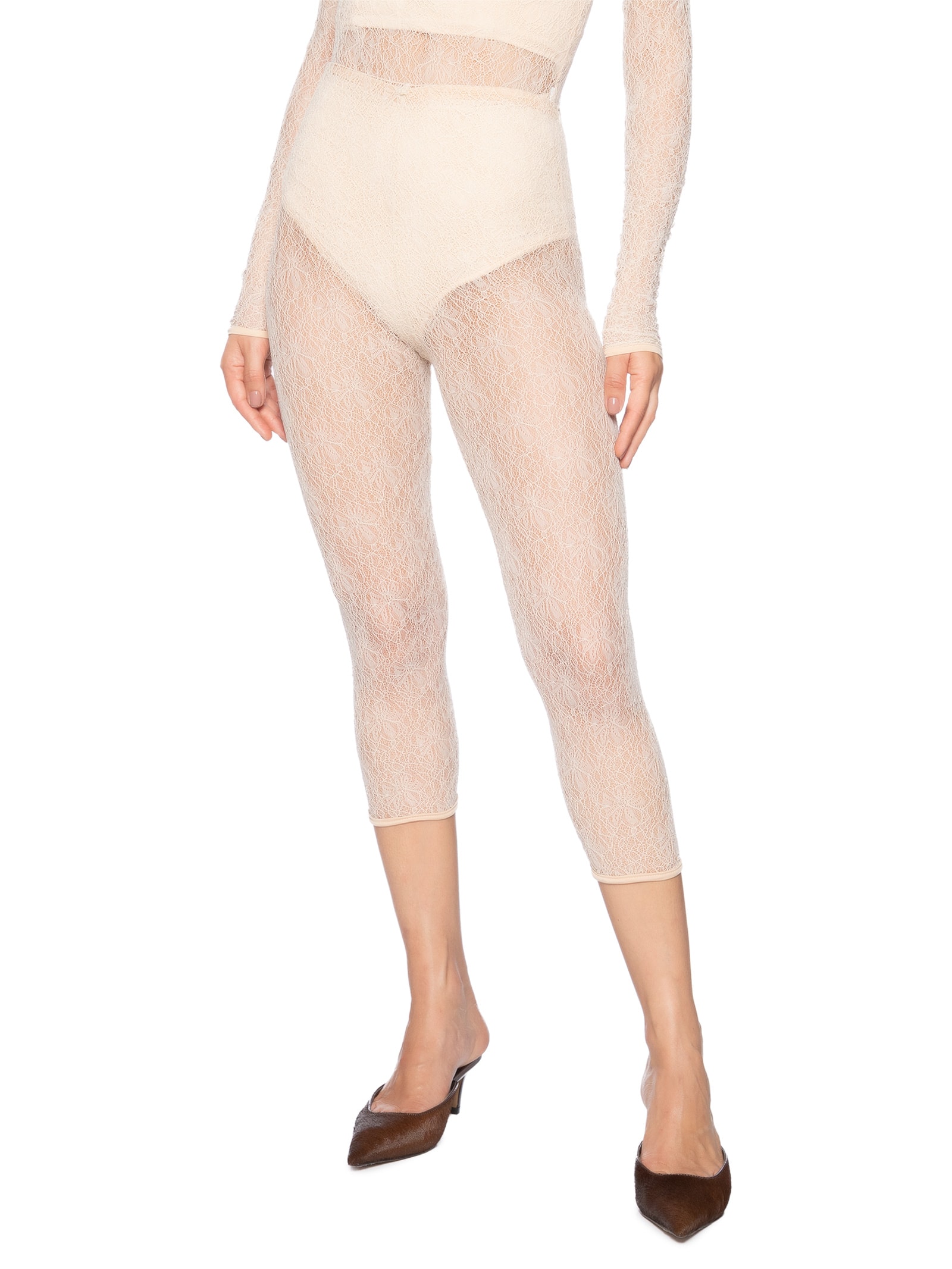 Calça Feminina Capri Em Renda Bege '2Essential