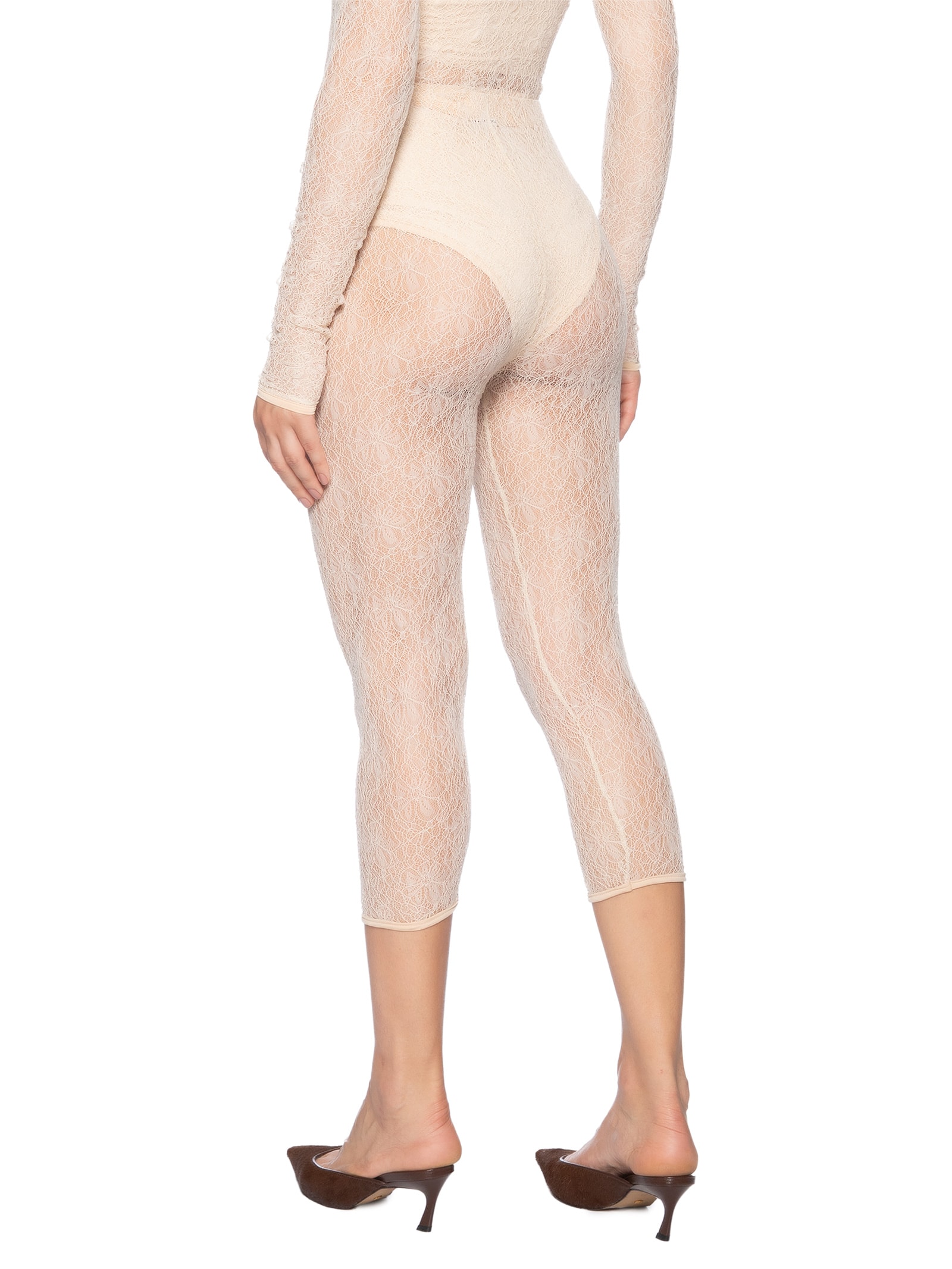 Calça Feminina Capri Em Renda Bege '2Essential