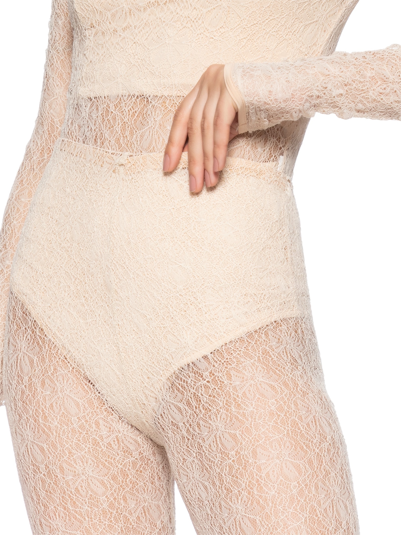 Calça Feminina Capri Em Renda Bege '2Essential