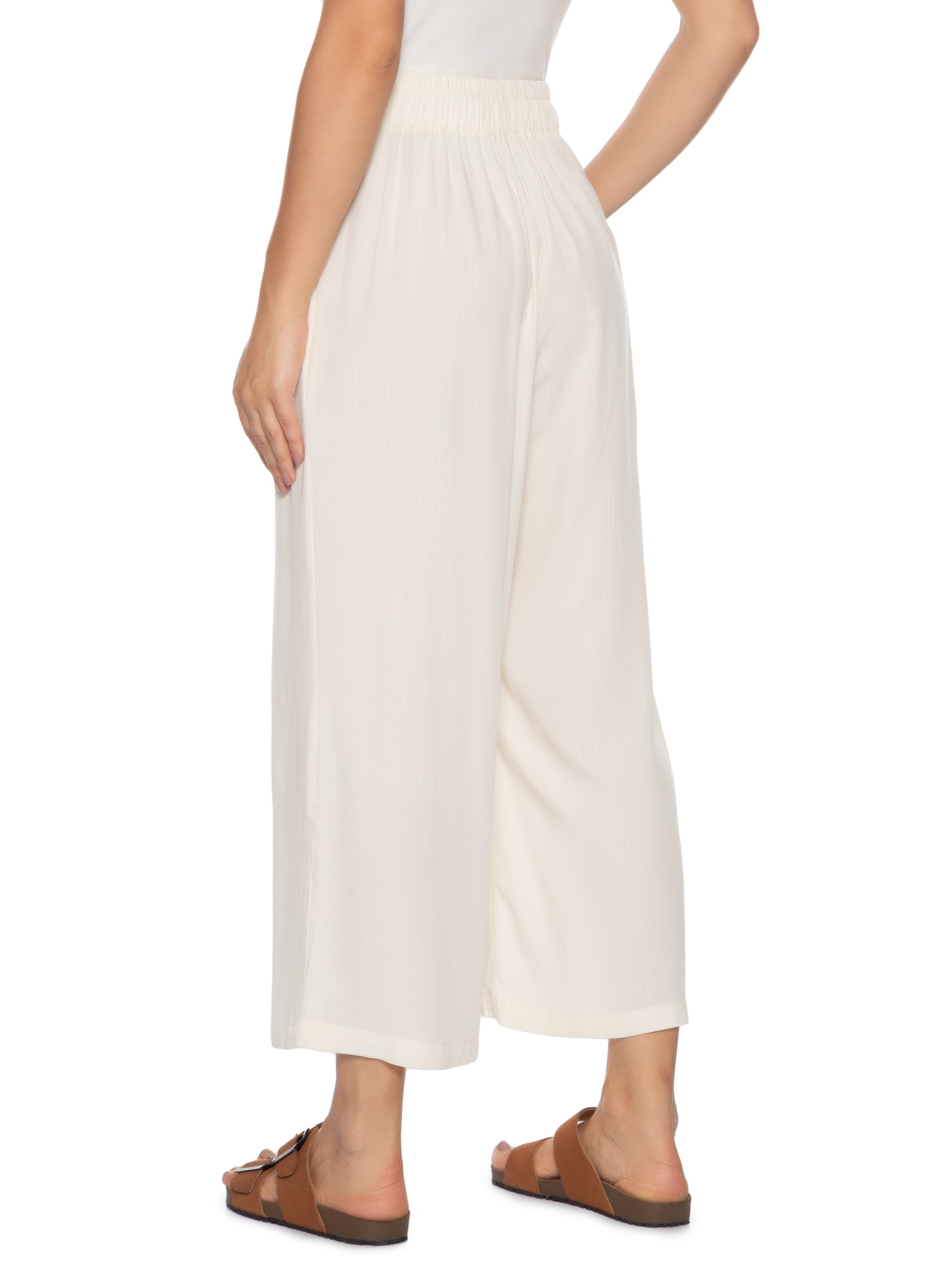 Calça Feminina Capri Off White Basiq