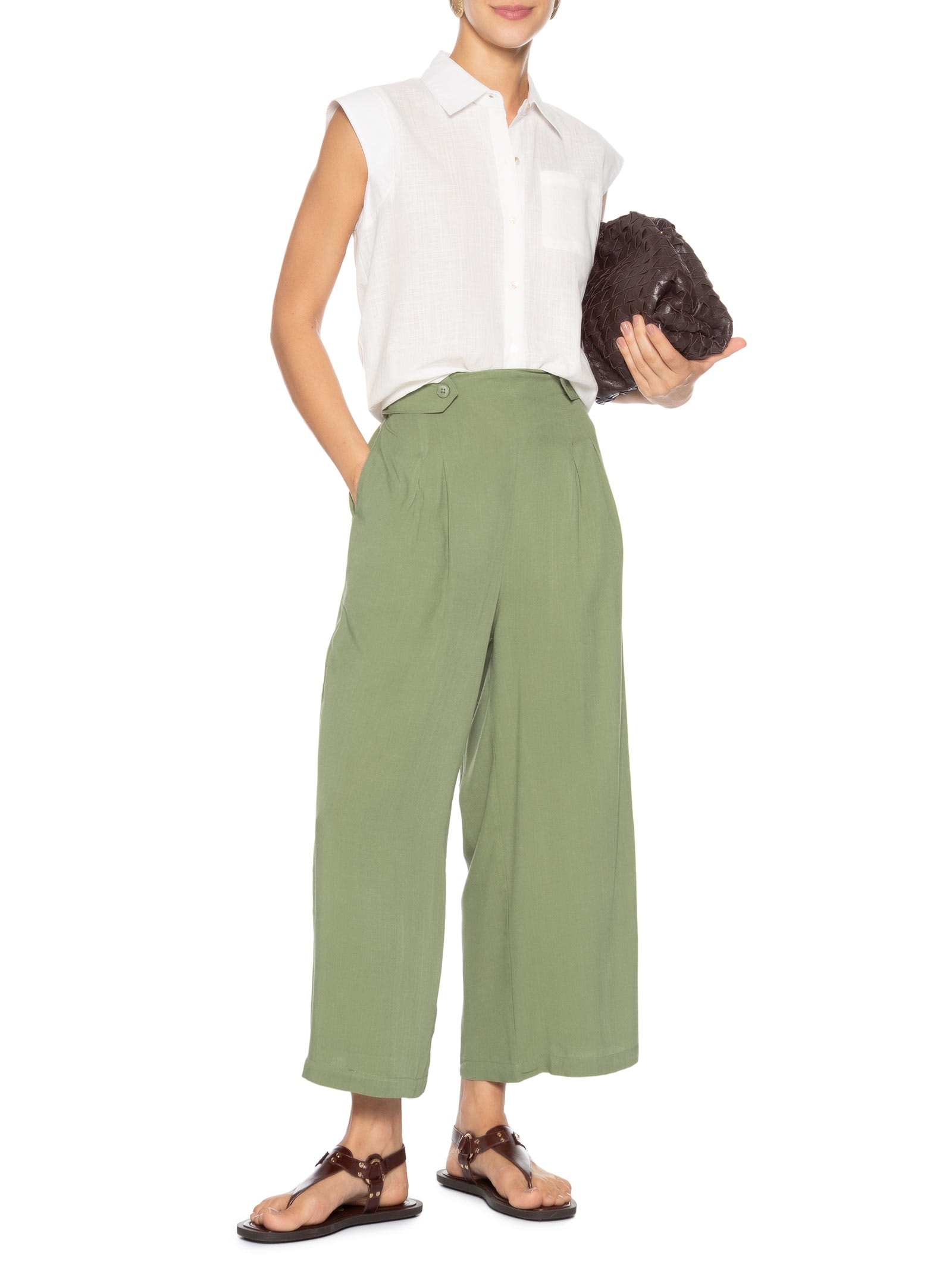Calça Feminina Capri Verde Basiq