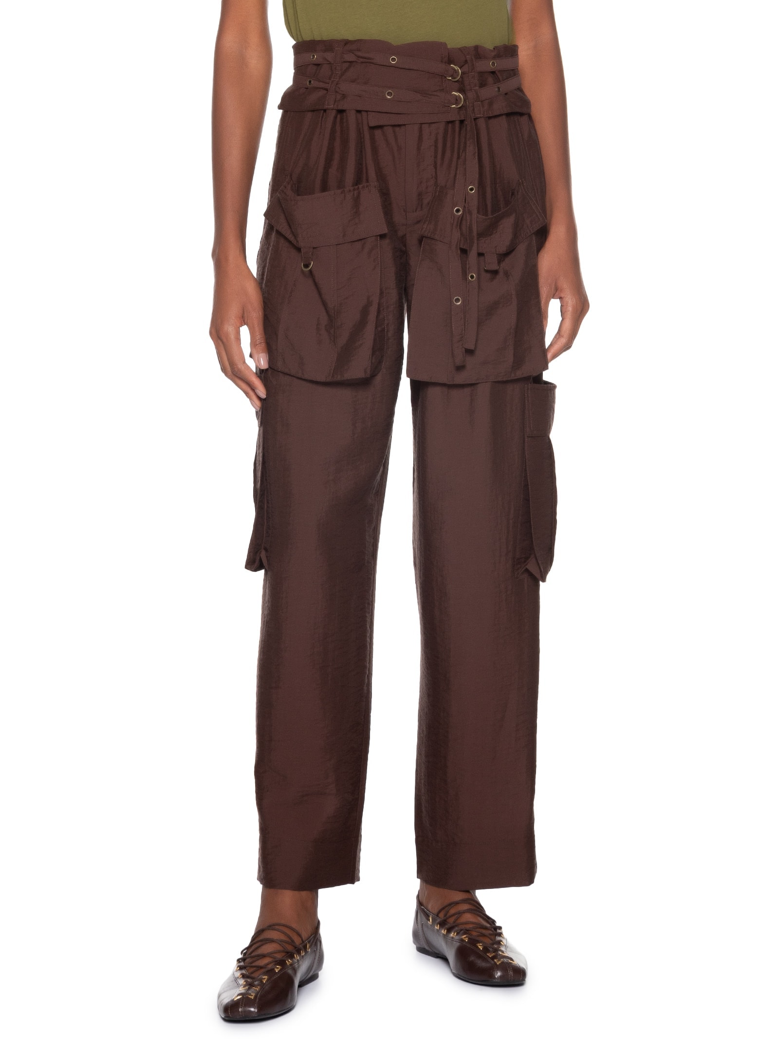 Calça Feminina Cargo Bolsos Marrom Animale